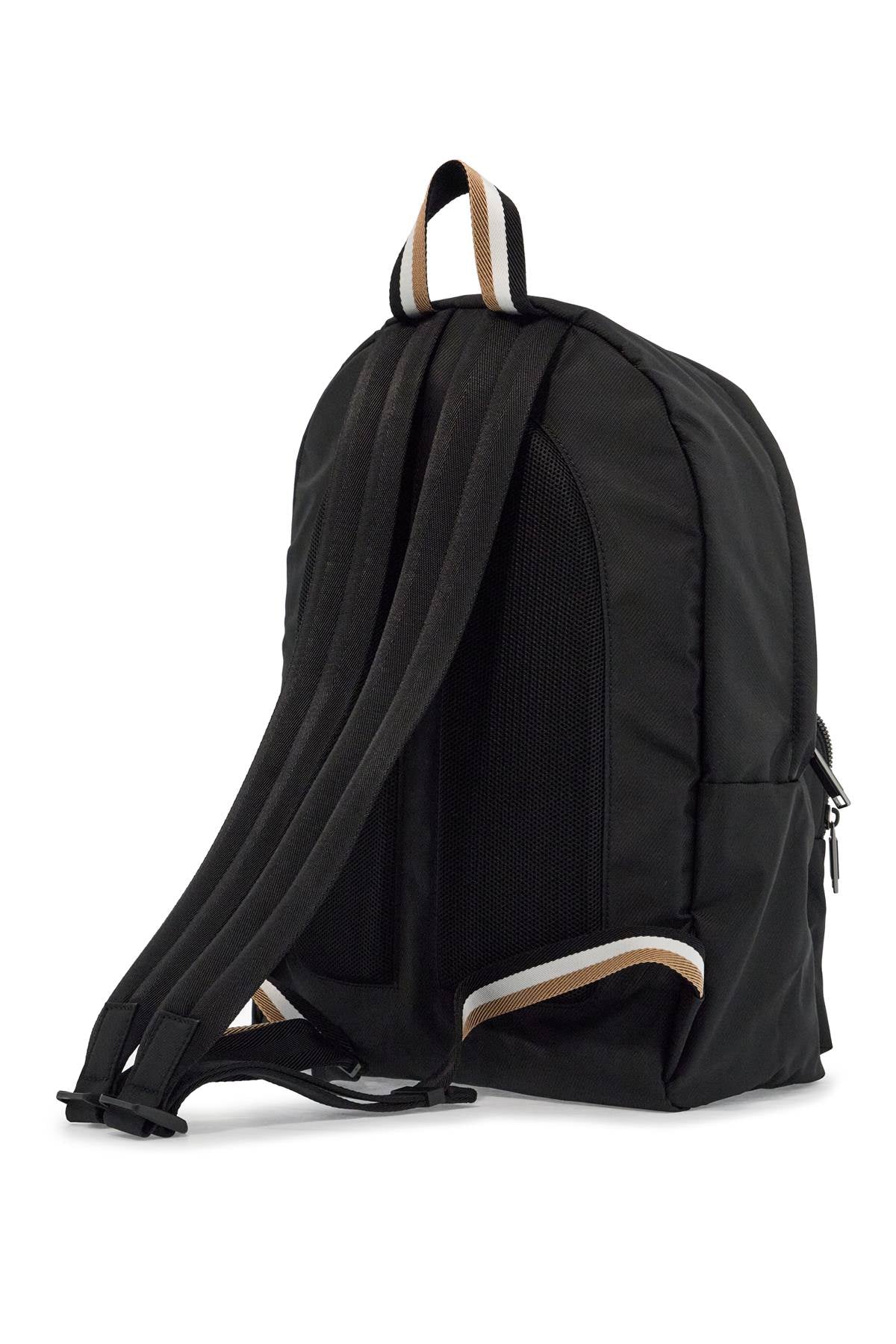 Boss Elegant And Functional Black Backpack In Rpl With Front Pocket Catch_3