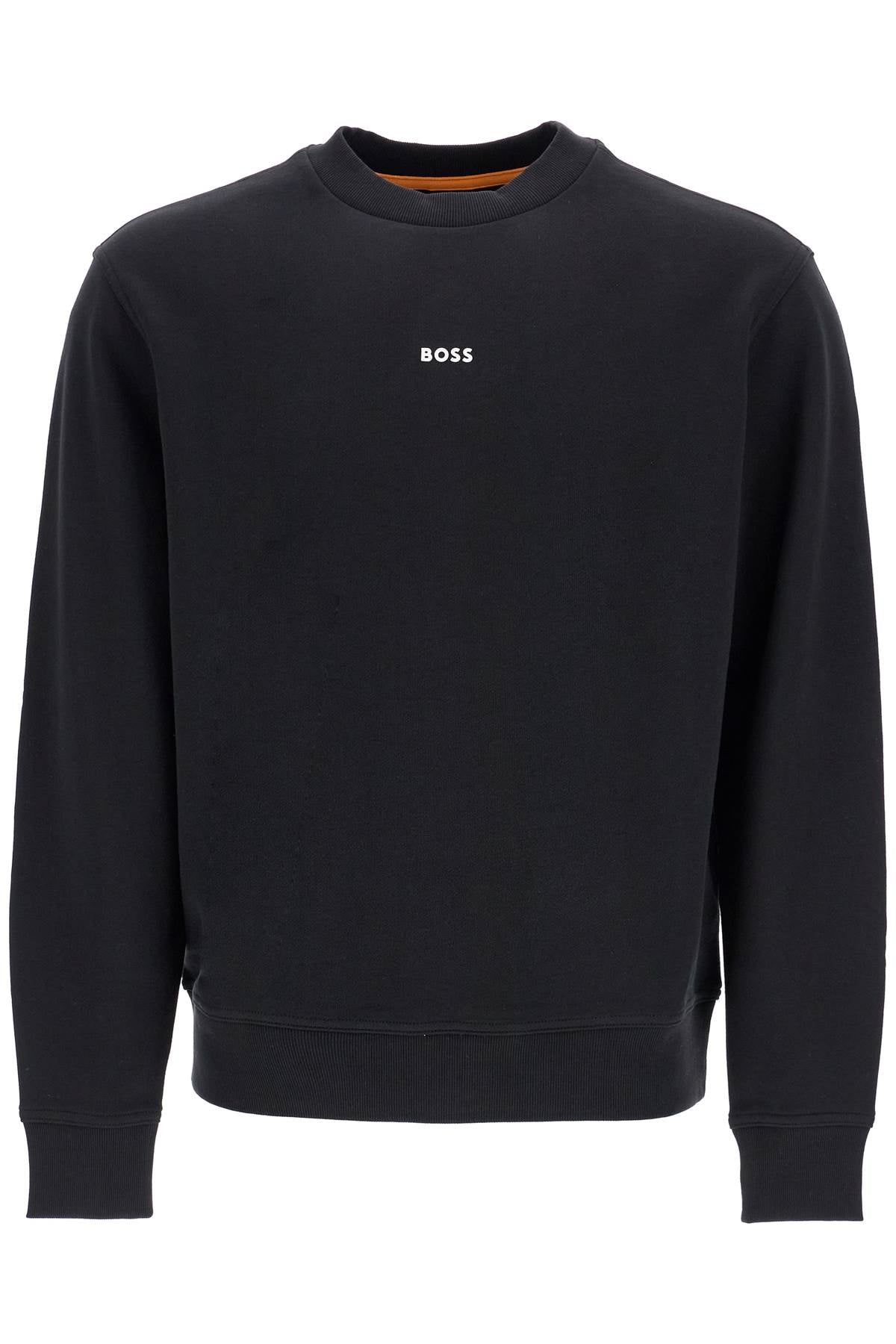 Boss Men'S Black Cotton Sweatshirt With Long Sleeves And Round Neck