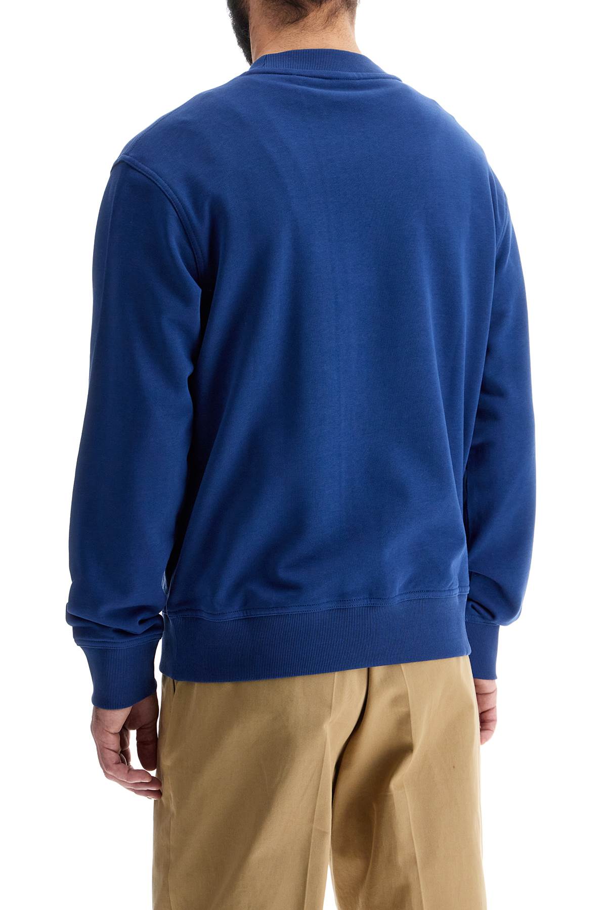 Boss Men'S Crew Neck Cotton Sweatshirt Blue Long Sleeves