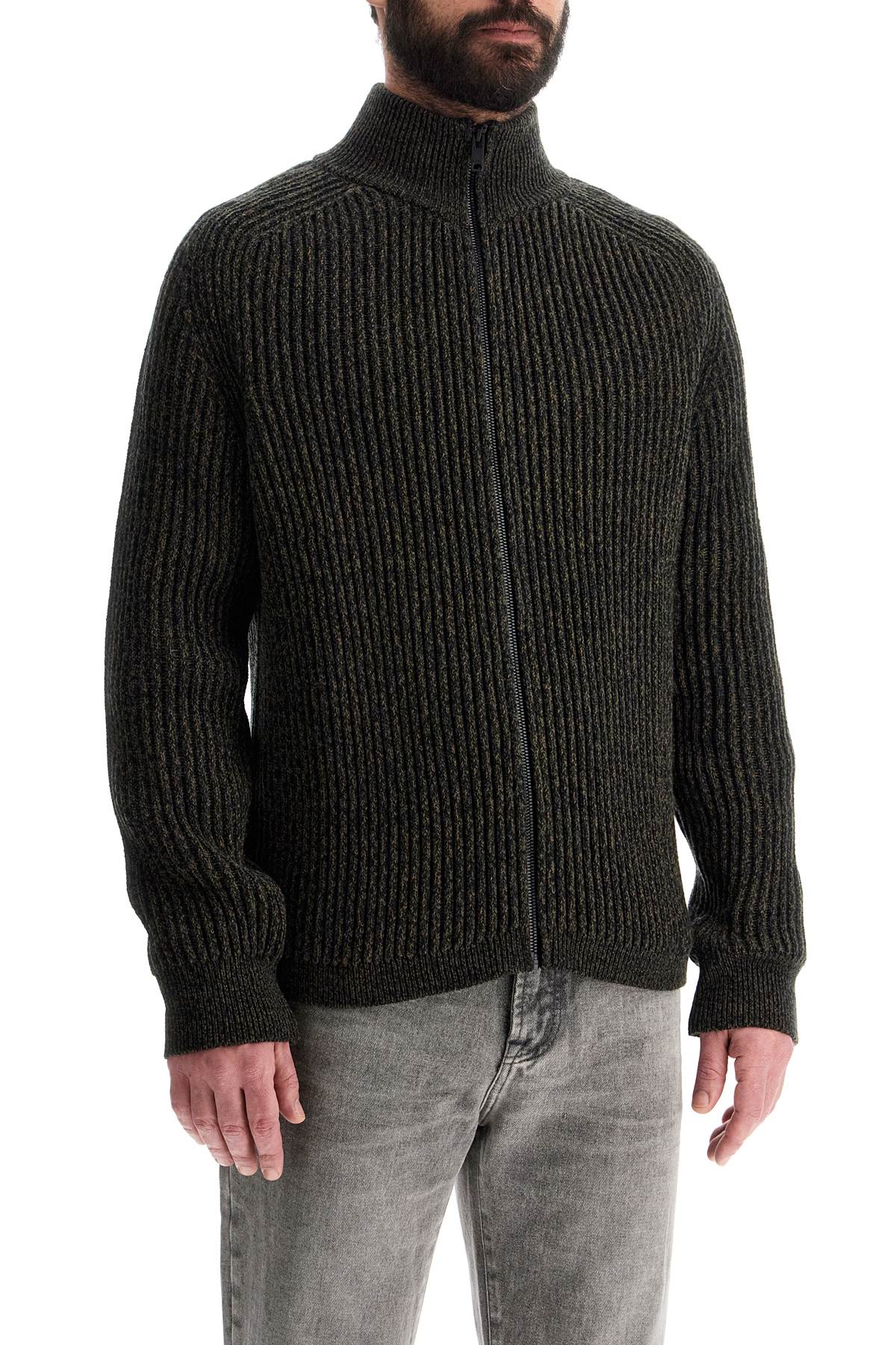 Boss Regular Fit Green High Neck Sweater In Wool And Polyacrylic