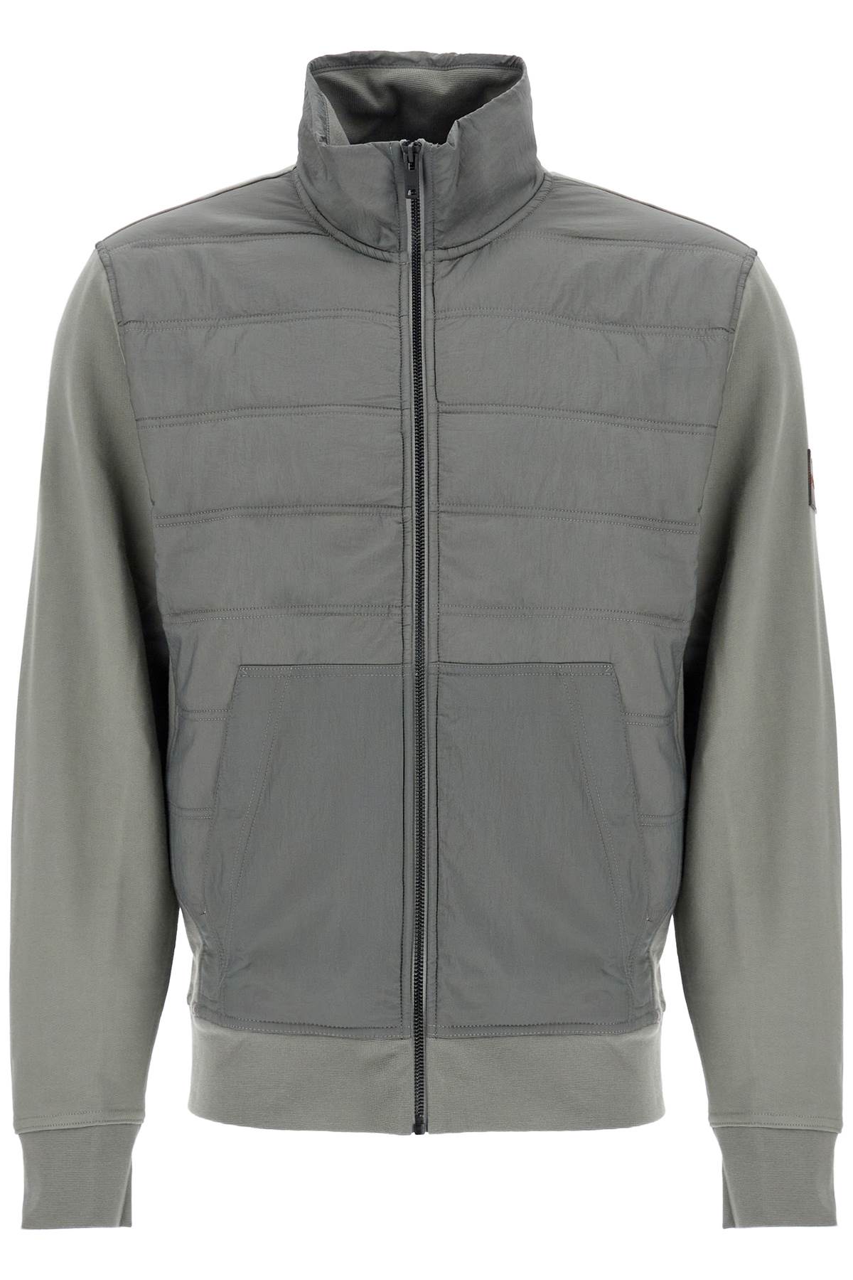 Boss Gray Quilted High Collar Zip Sweatshirt