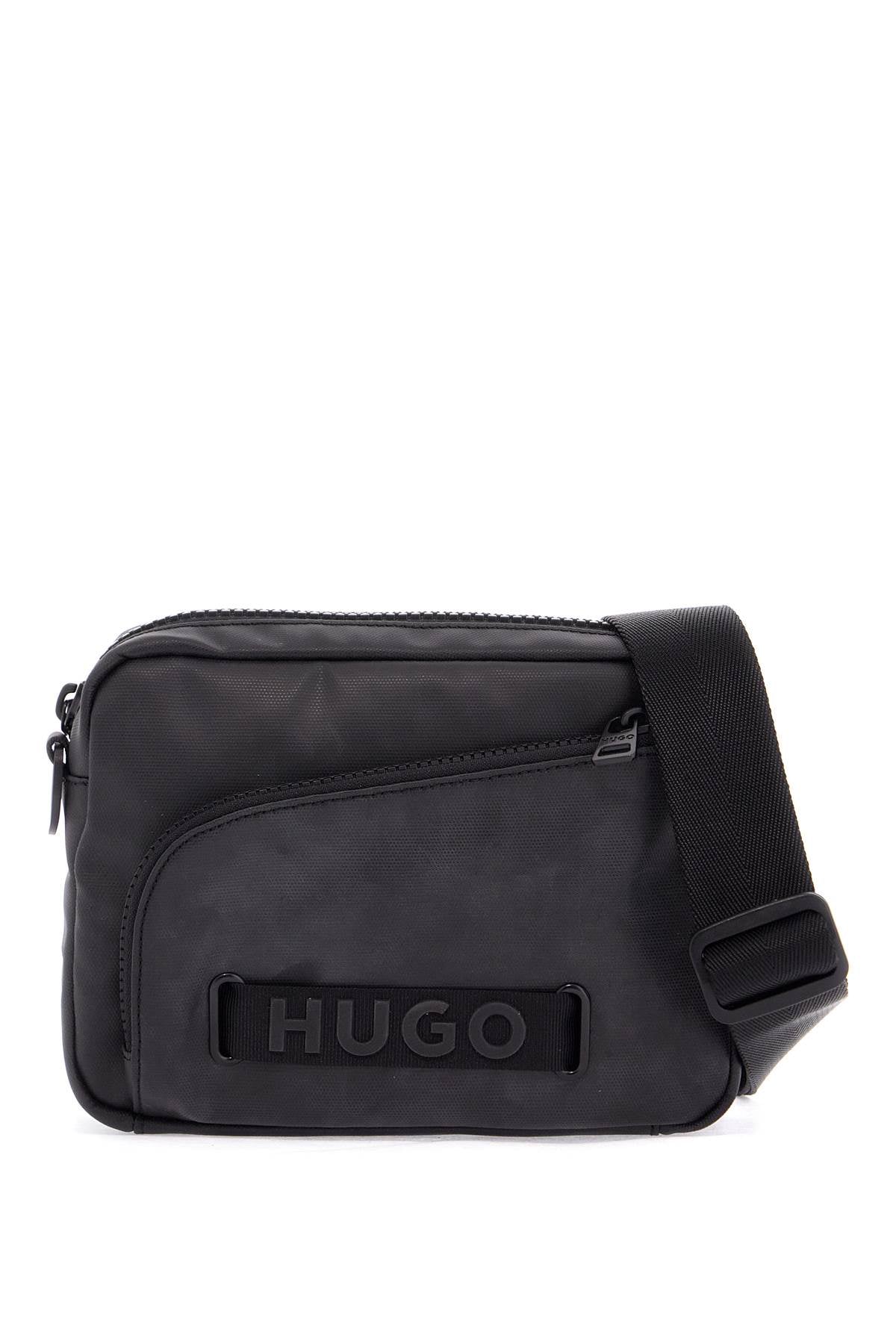 Hugo Black Minimalist Nylon Crossbody Bag With Zip