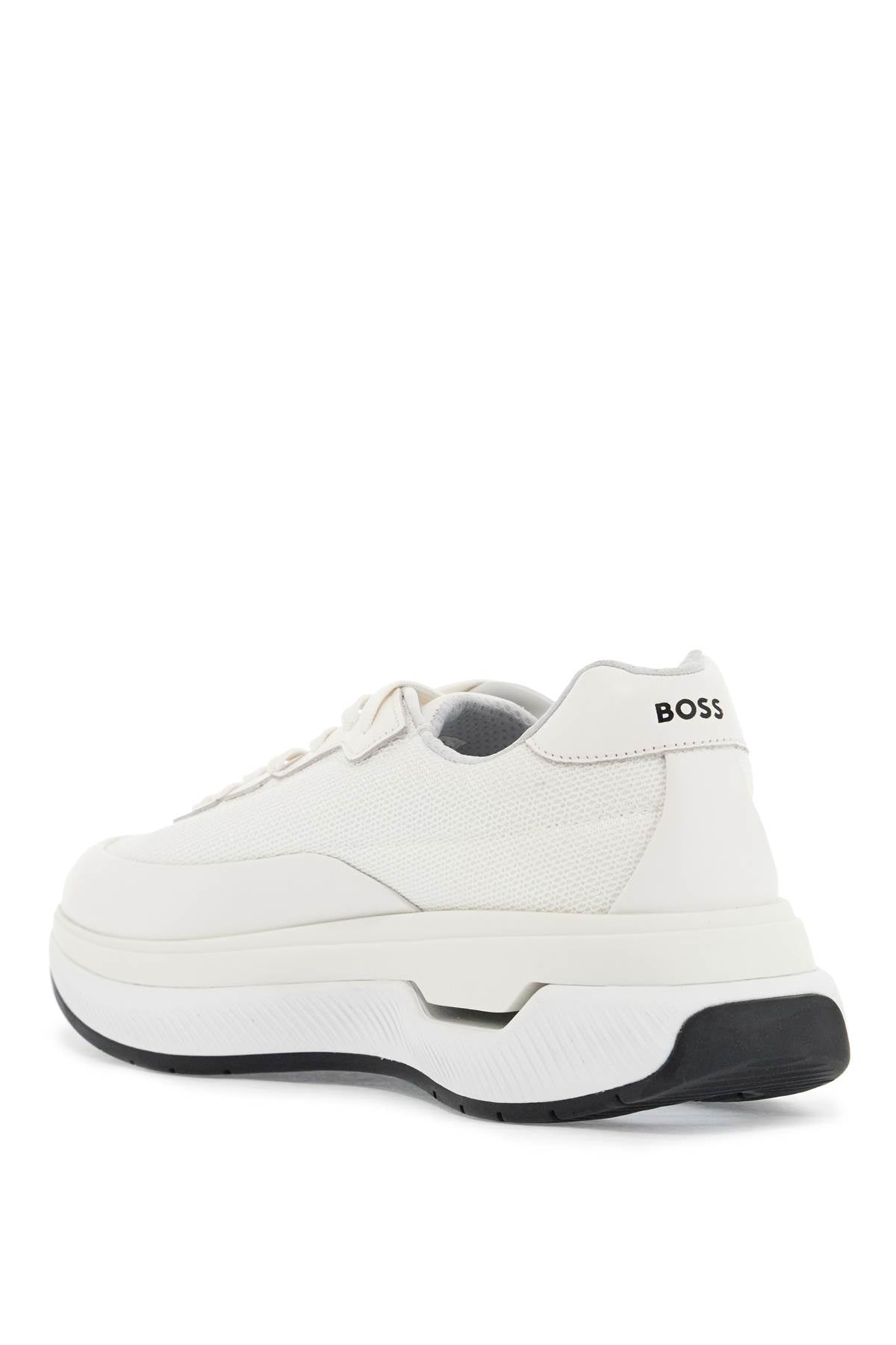 Boss White Cotton Void_Runn_Ltny Sneakers With Hook-And-Loop Closure