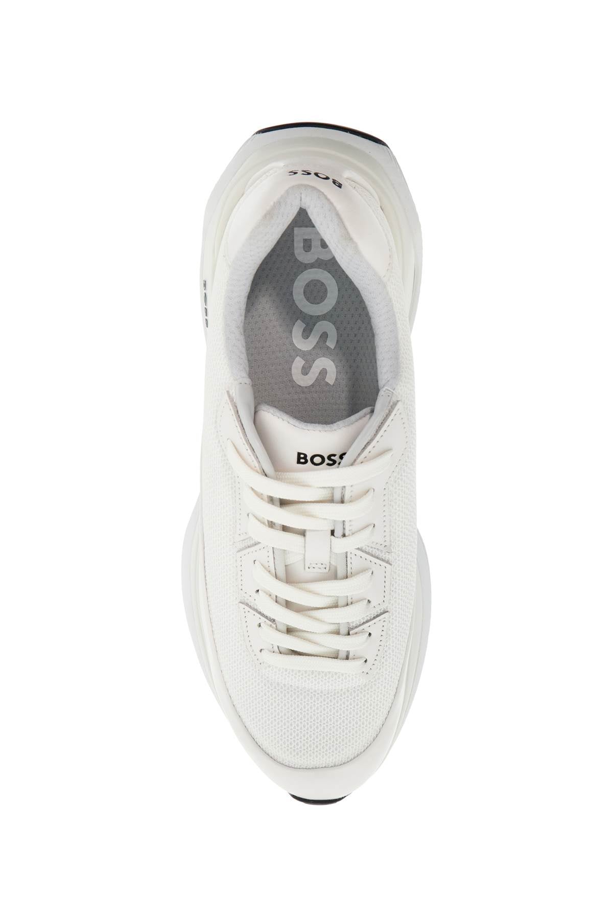 Boss White Cotton Void_Runn_Ltny Sneakers With Hook-And-Loop Closure