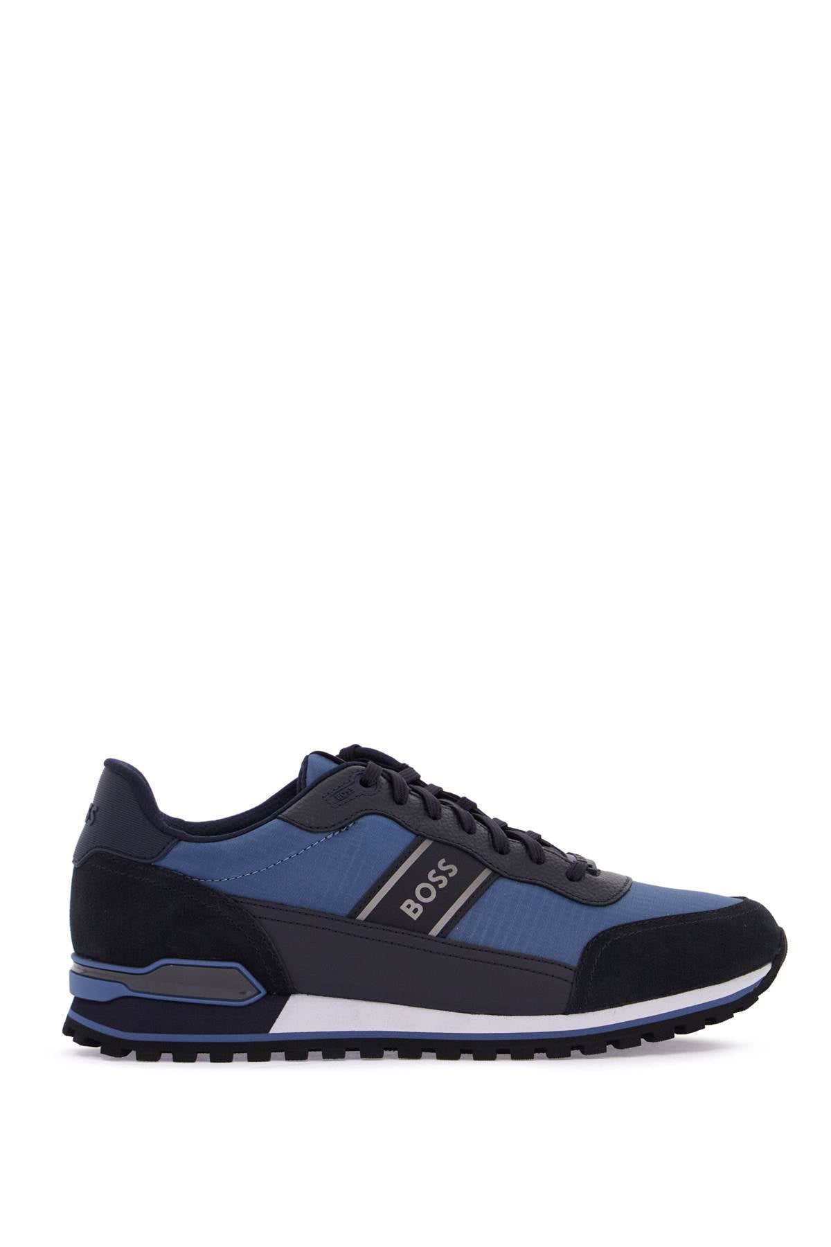 Boss Sneakers Parkour-L_Runn_Rsmx Blue Technical Fabric And Suede With Tank Sole