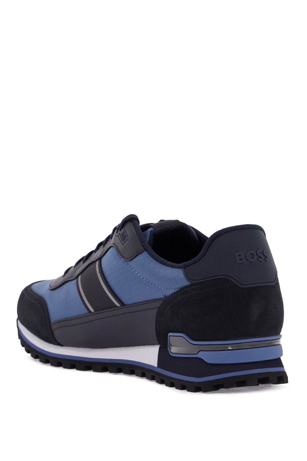 Boss Sneakers Parkour-L_Runn_Rsmx Blue Technical Fabric And Suede With Tank Sole