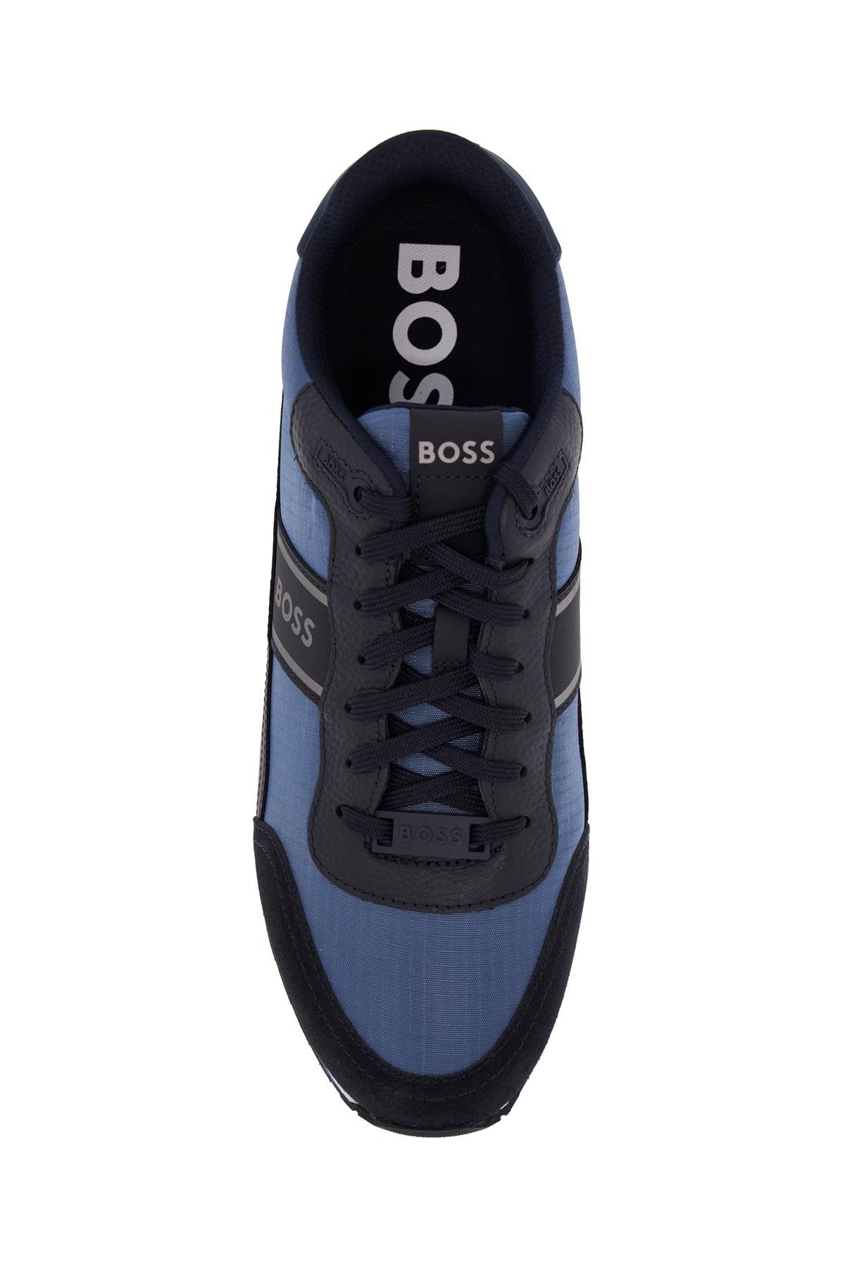 Boss Sneakers Parkour-L_Runn_Rsmx Blue Technical Fabric And Suede With Tank Sole