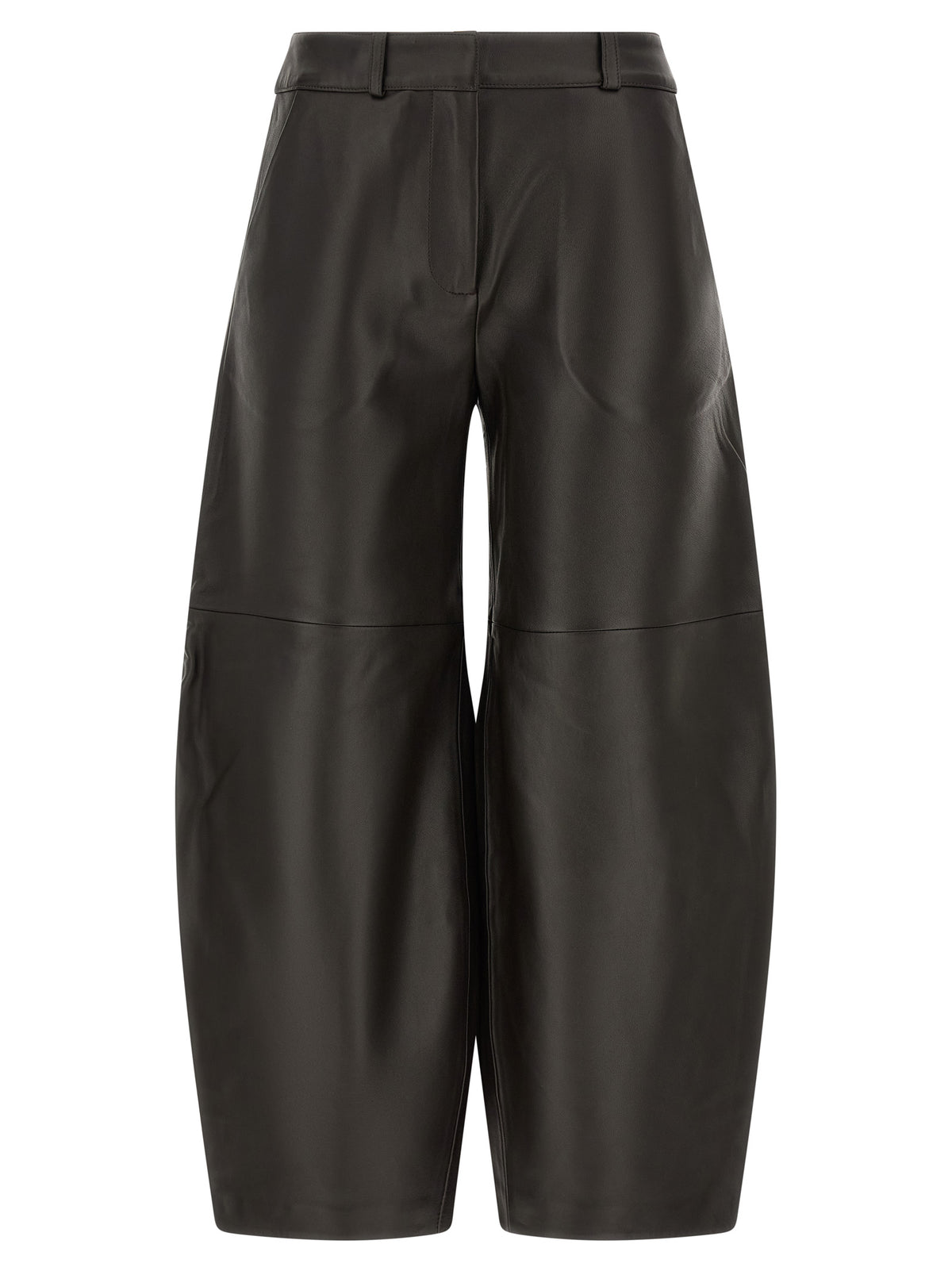 Co Brown Leather Barrel Trousers