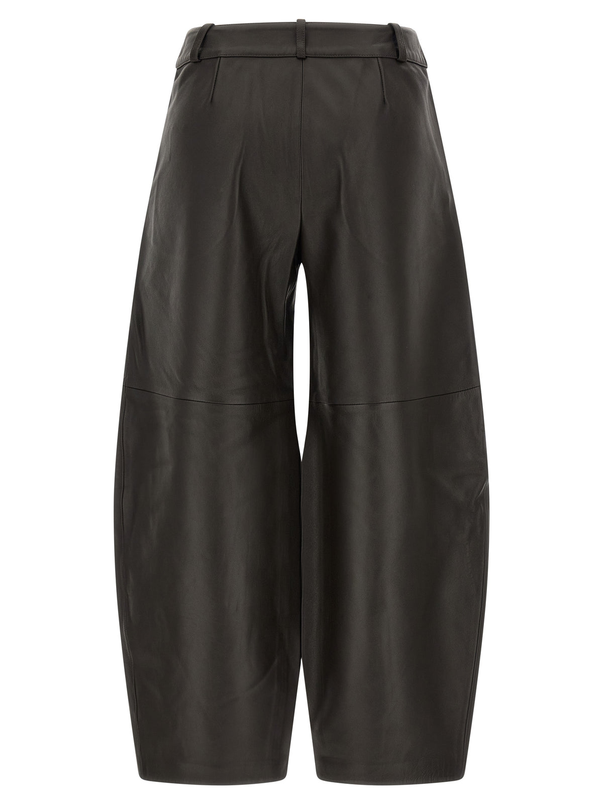 Co Brown Leather Barrel Trousers