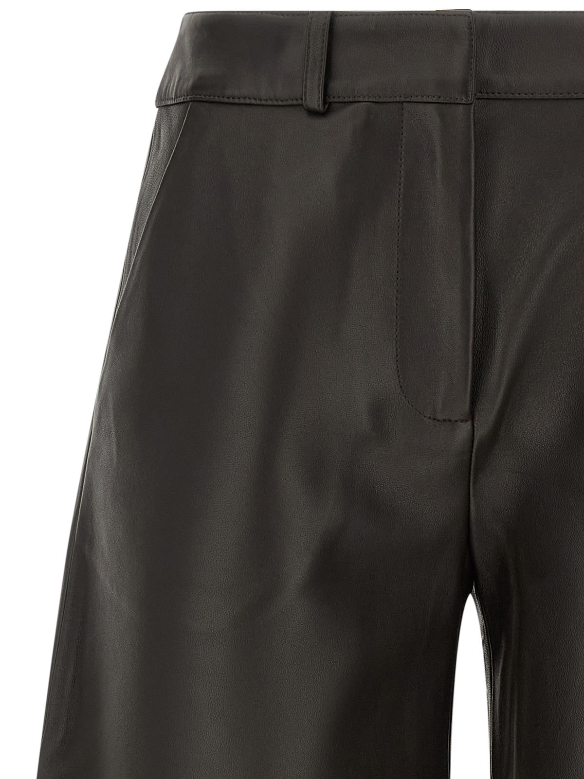 Co Brown Leather Barrel Trousers