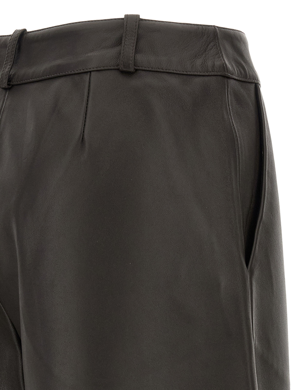 Co Brown Leather Barrel Trousers
