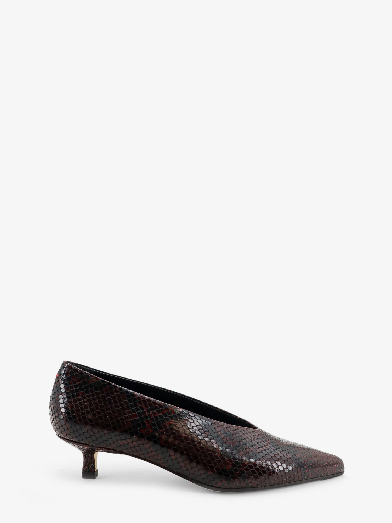 Aeyde Clara Leather Décollete With Python Motif