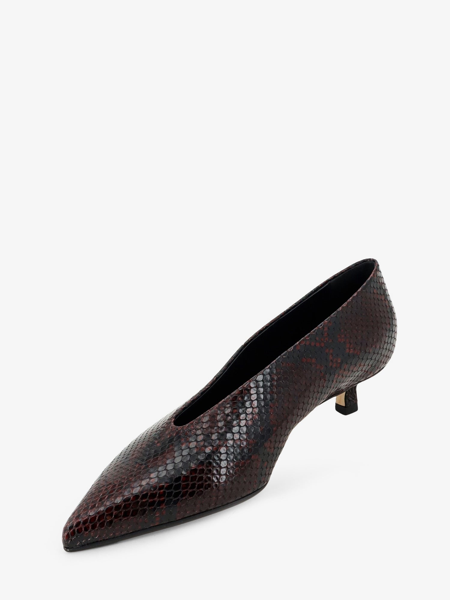 Aeyde Clara Leather Décollete With Python Motif