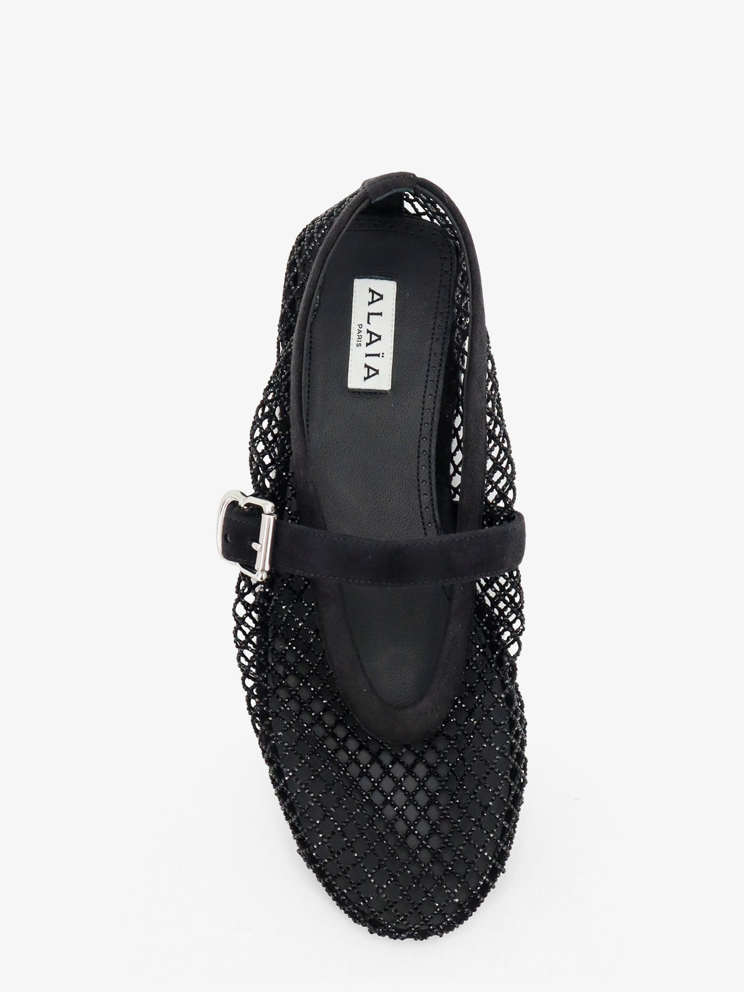 Alaïa Flat Mesh Ballet Flats With Rhinestone Detail