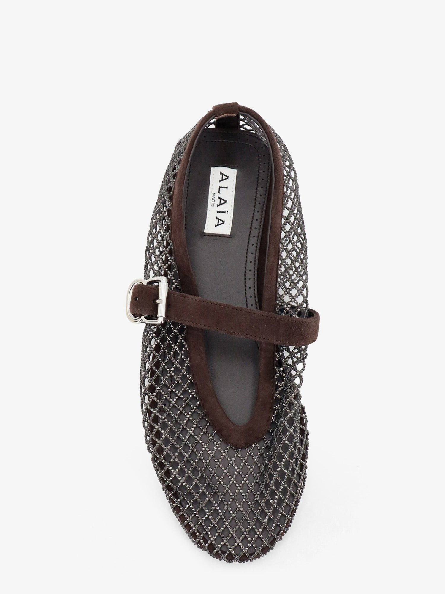 Alaïa Flat Mesh Ballet Flats With Rhinestone Detail