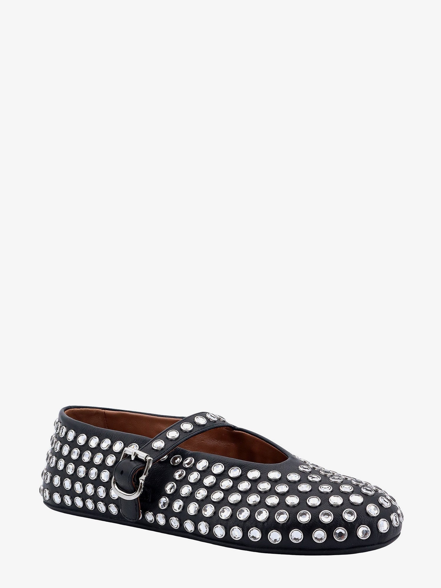 Alaïa Leather Ballet Flats With Rhinestones