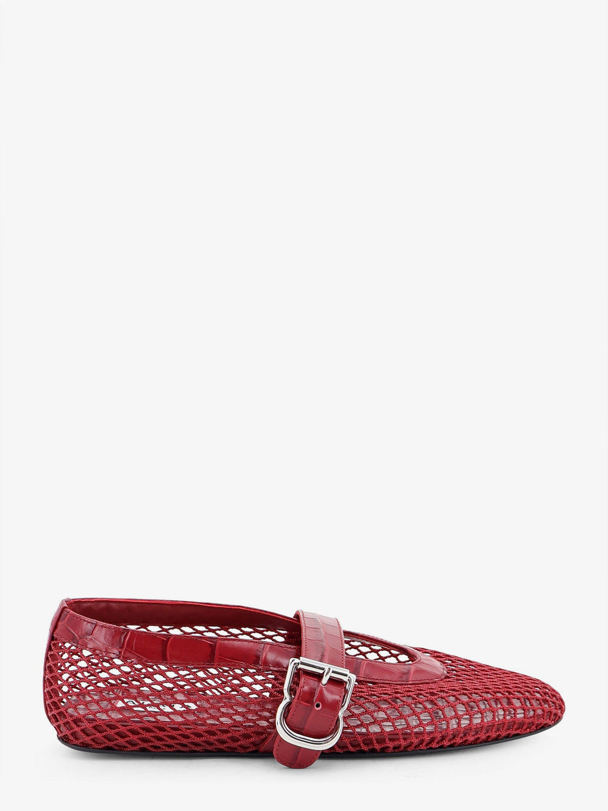 Alaïa Flat Leather Ballerinas With Crocodile Effect