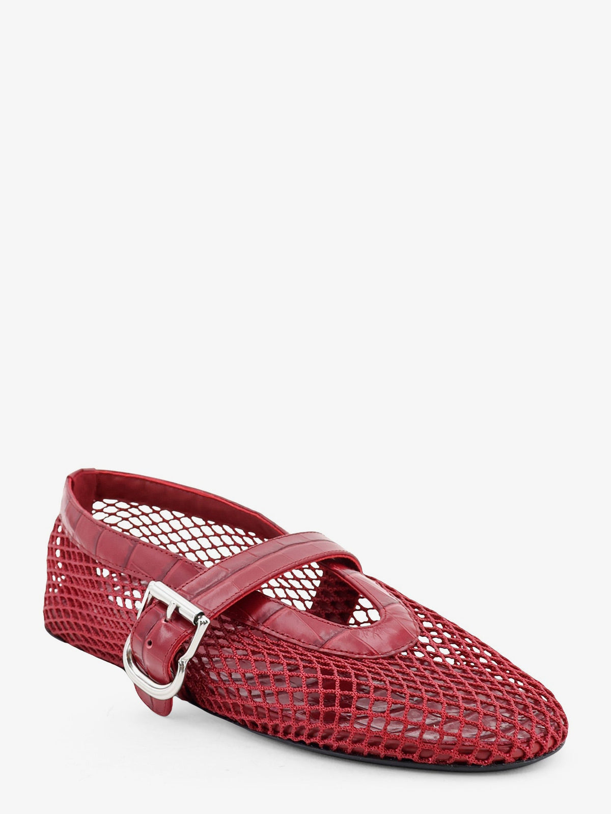 Alaïa Flat Leather Ballerinas With Crocodile Effect