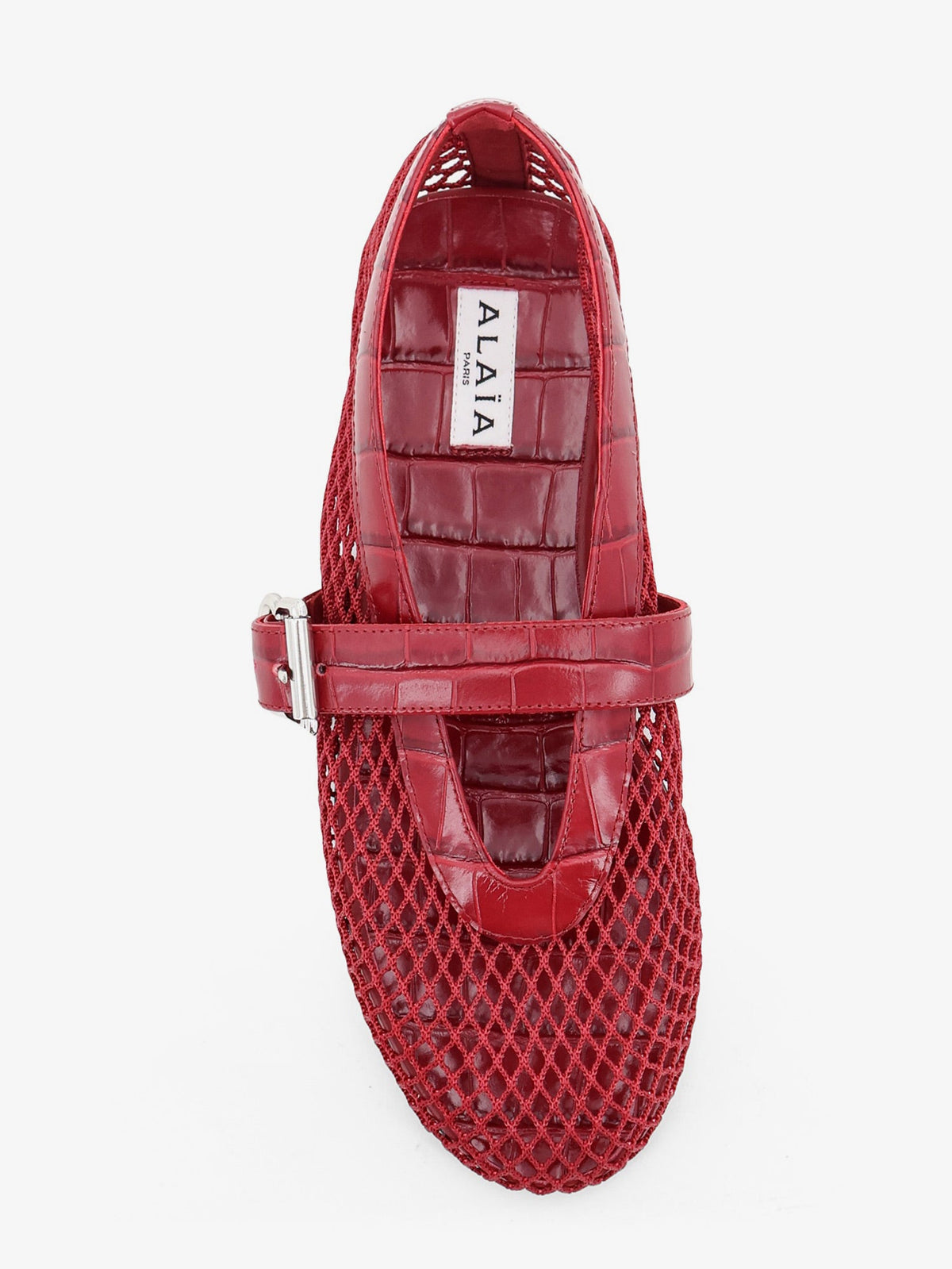 Alaïa Flat Leather Ballerinas With Crocodile Effect