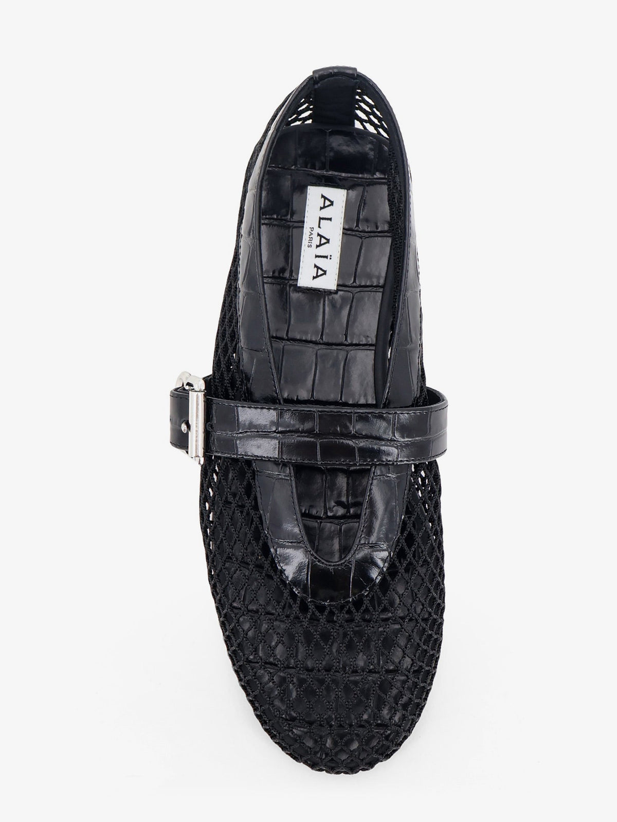 Alaïa Flat Leather Ballerinas With Crocodile Effect