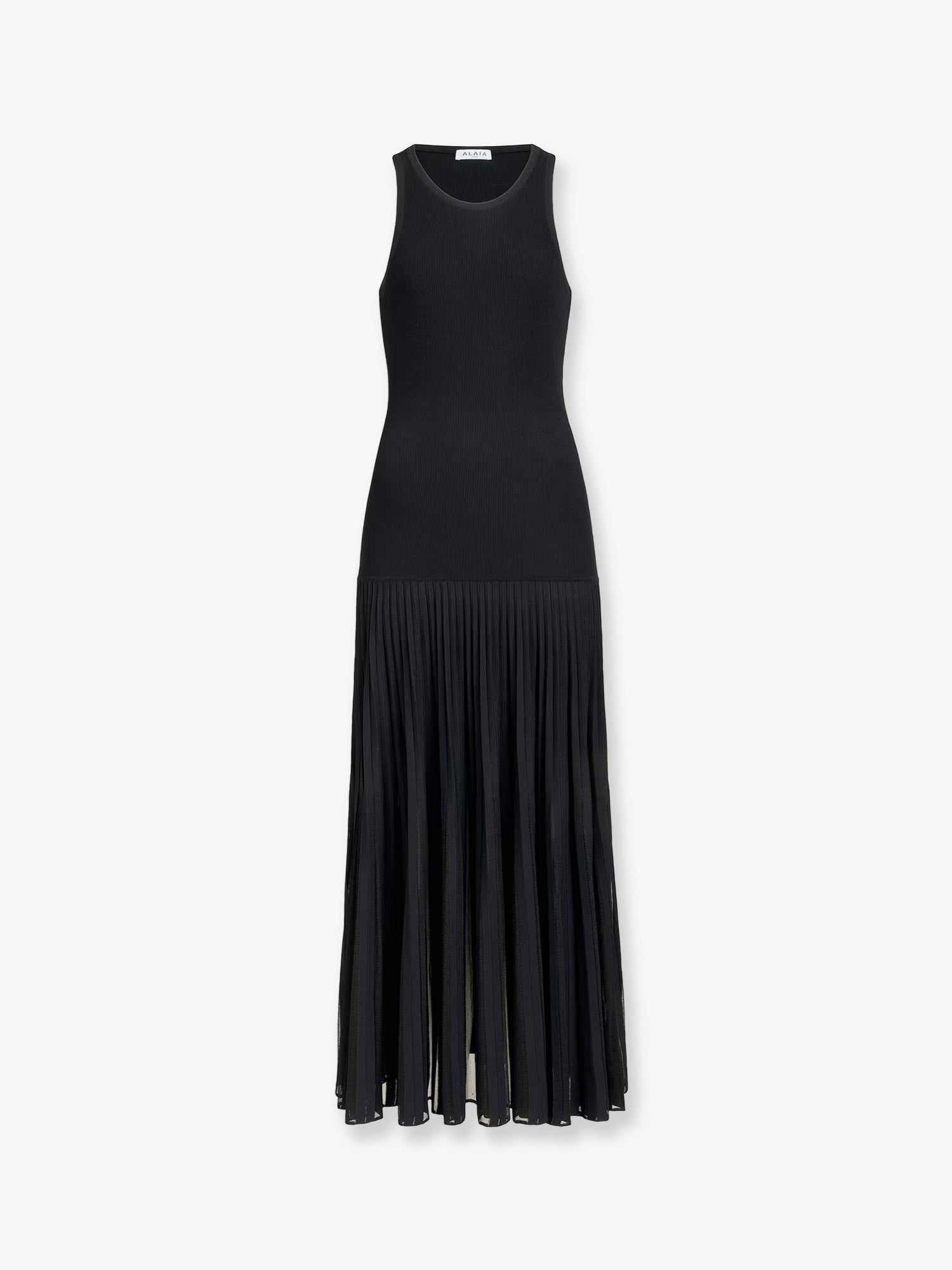 Alaïa Long Pleated Viscose Blend Dress