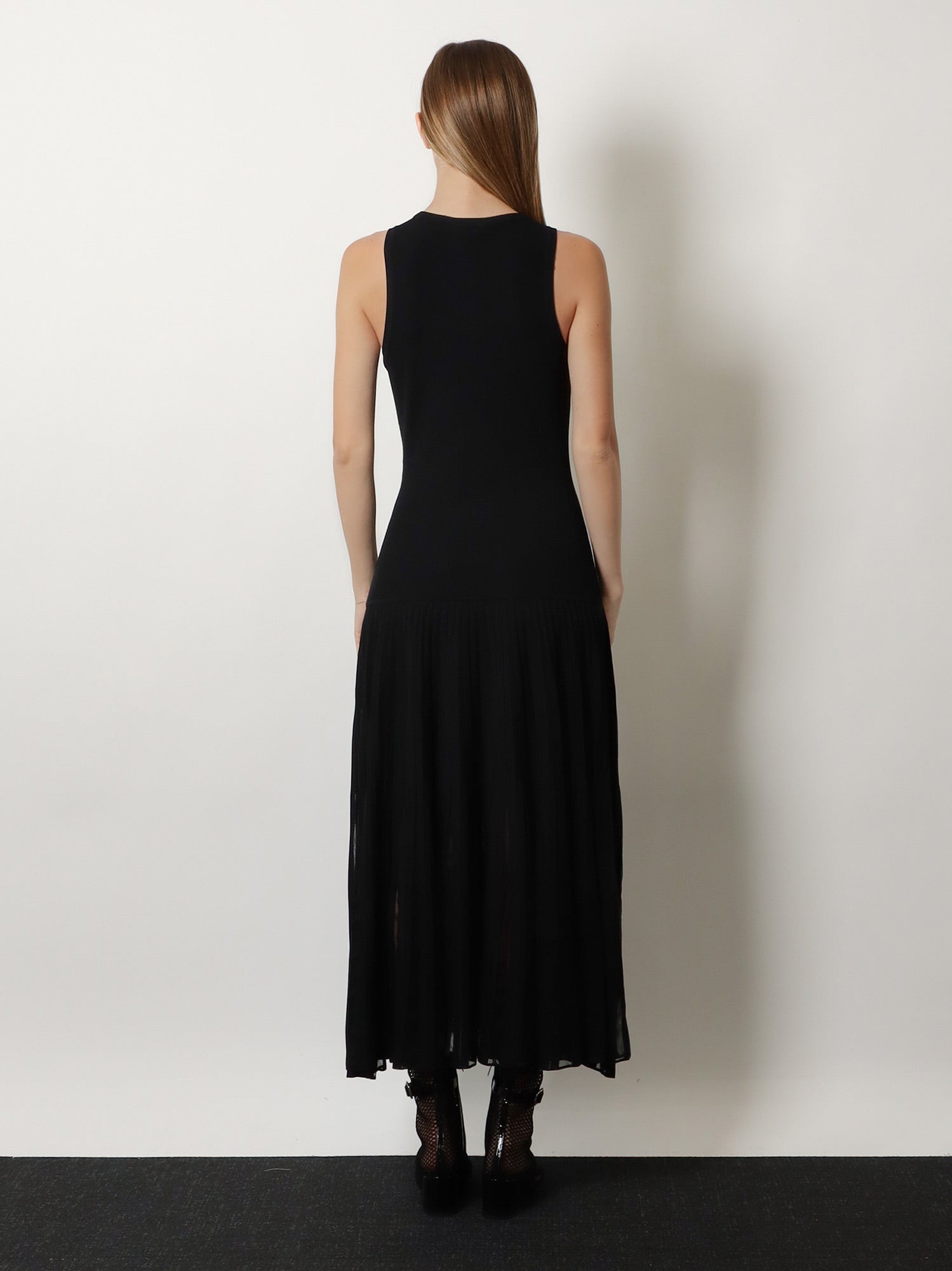Alaïa Long Pleated Viscose Blend Dress
