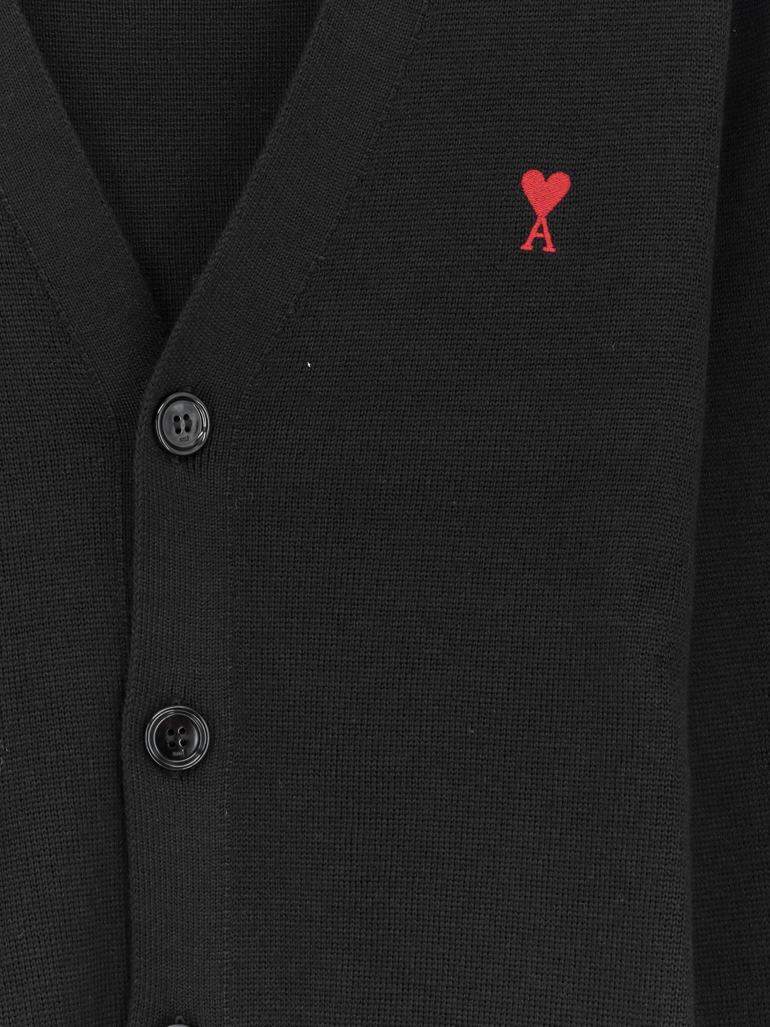 AMI Paris Wool Cardigan With Logo Embroidery