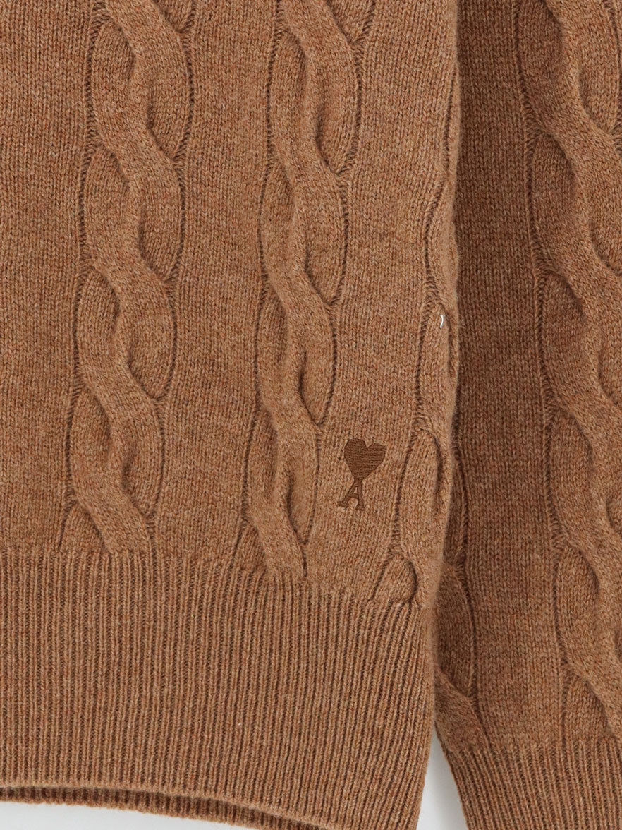 AMI Paris Braided Knit Wool Sweater