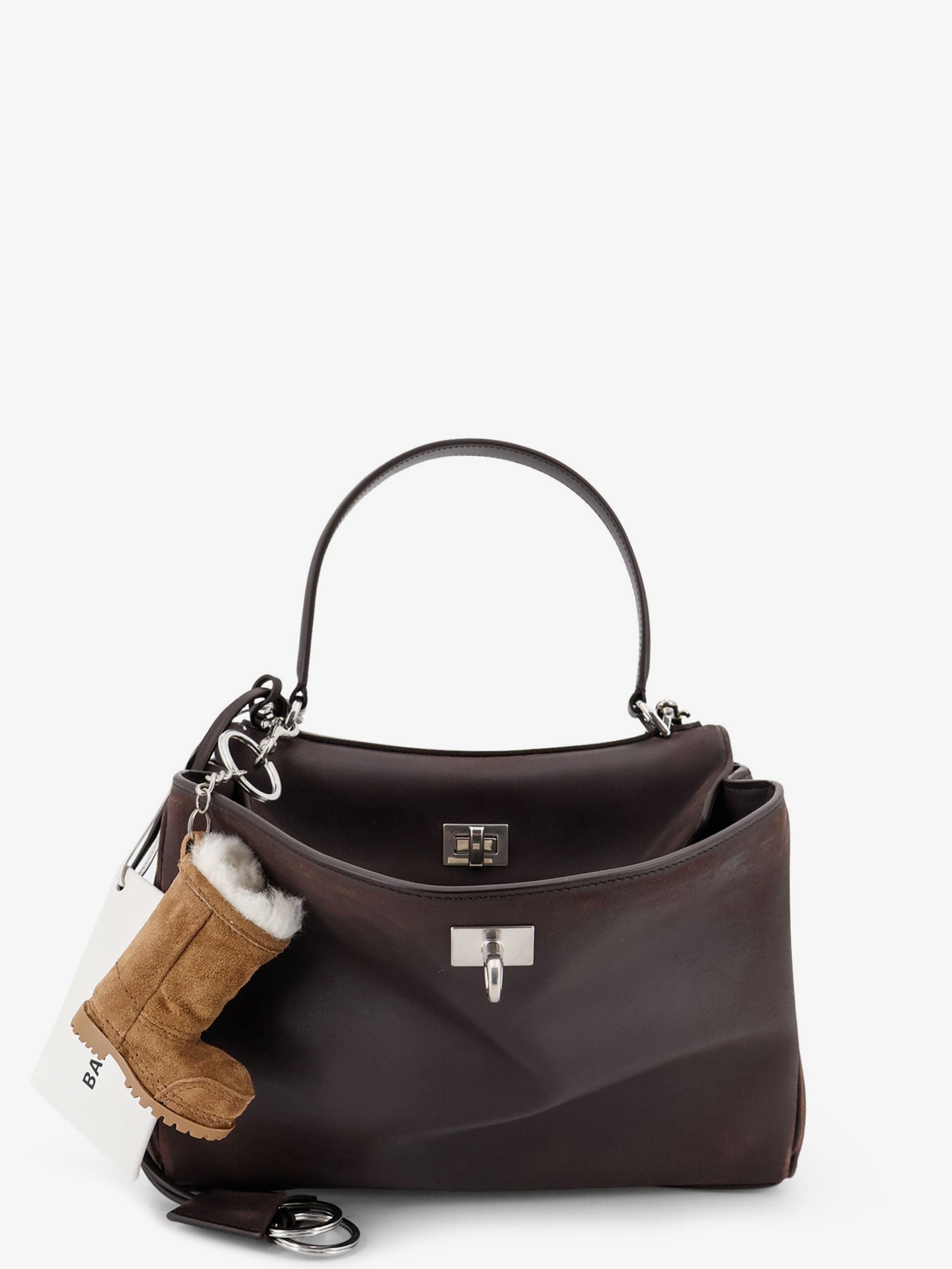 Balenciaga Rodeo S Leather Crossbody Bag With Vintage Motif
