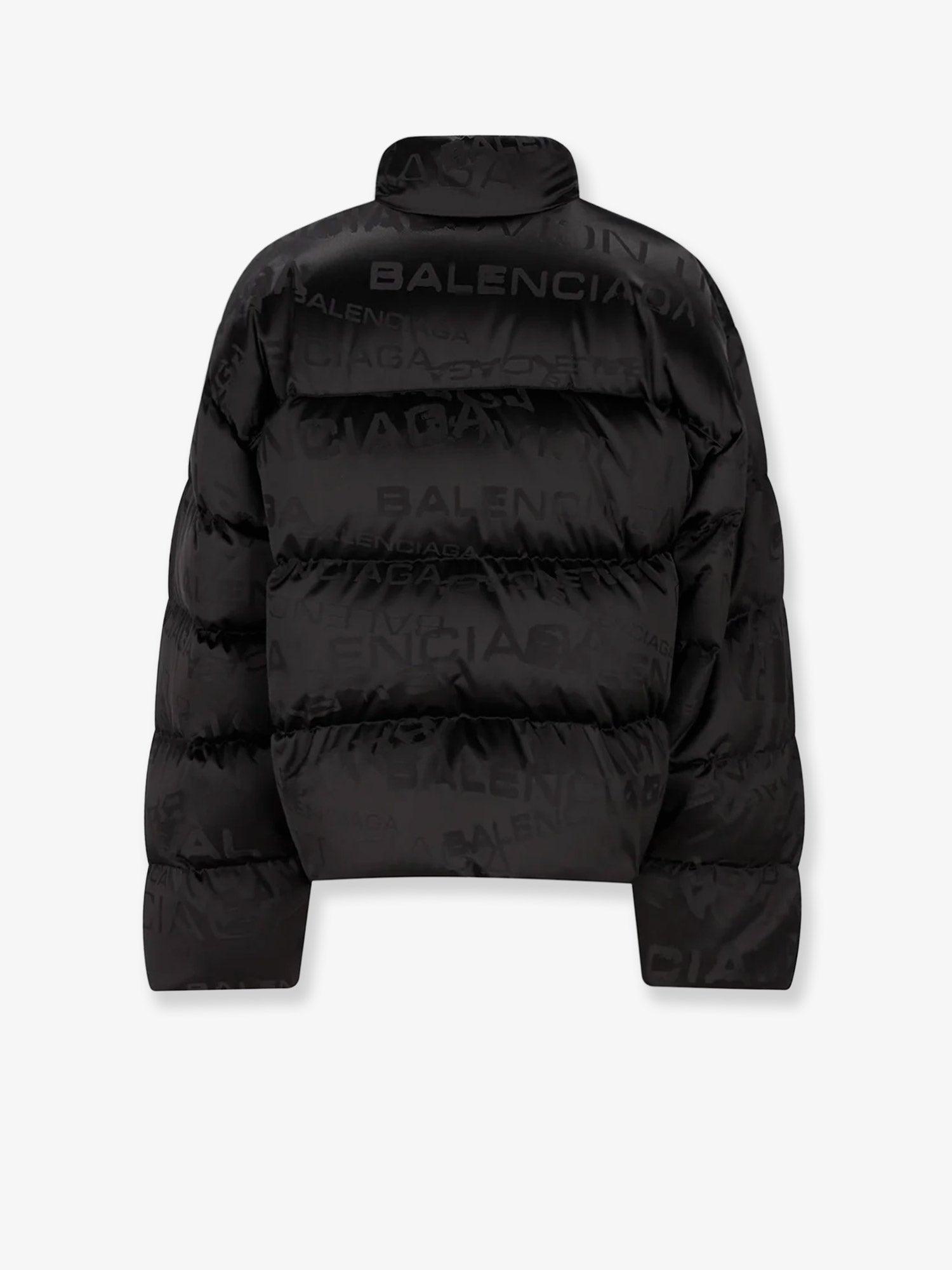 Balenciaga Nylon Down Jacket With All-over Lettering Logo