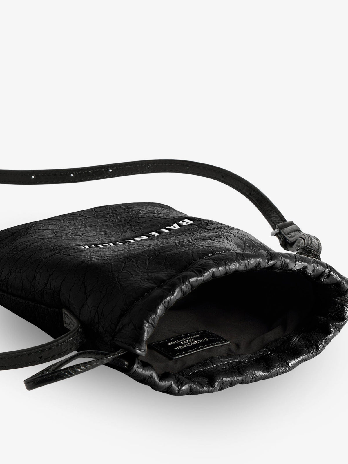Balenciaga Leather Shopper Phone Holder With Lettering Logo On The Front