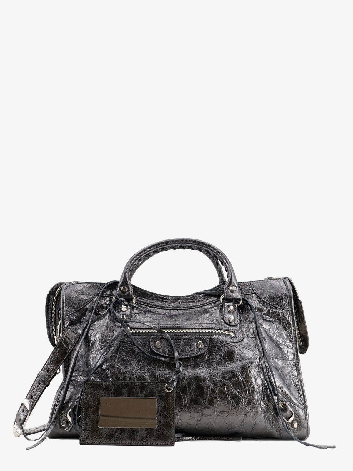 Balenciaga Le City Medium Metallic Leather Handbag