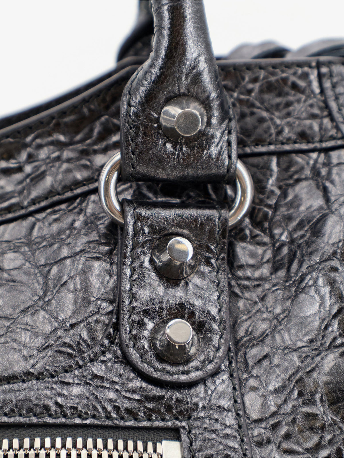 Balenciaga Le City Medium Metallic Leather Handbag