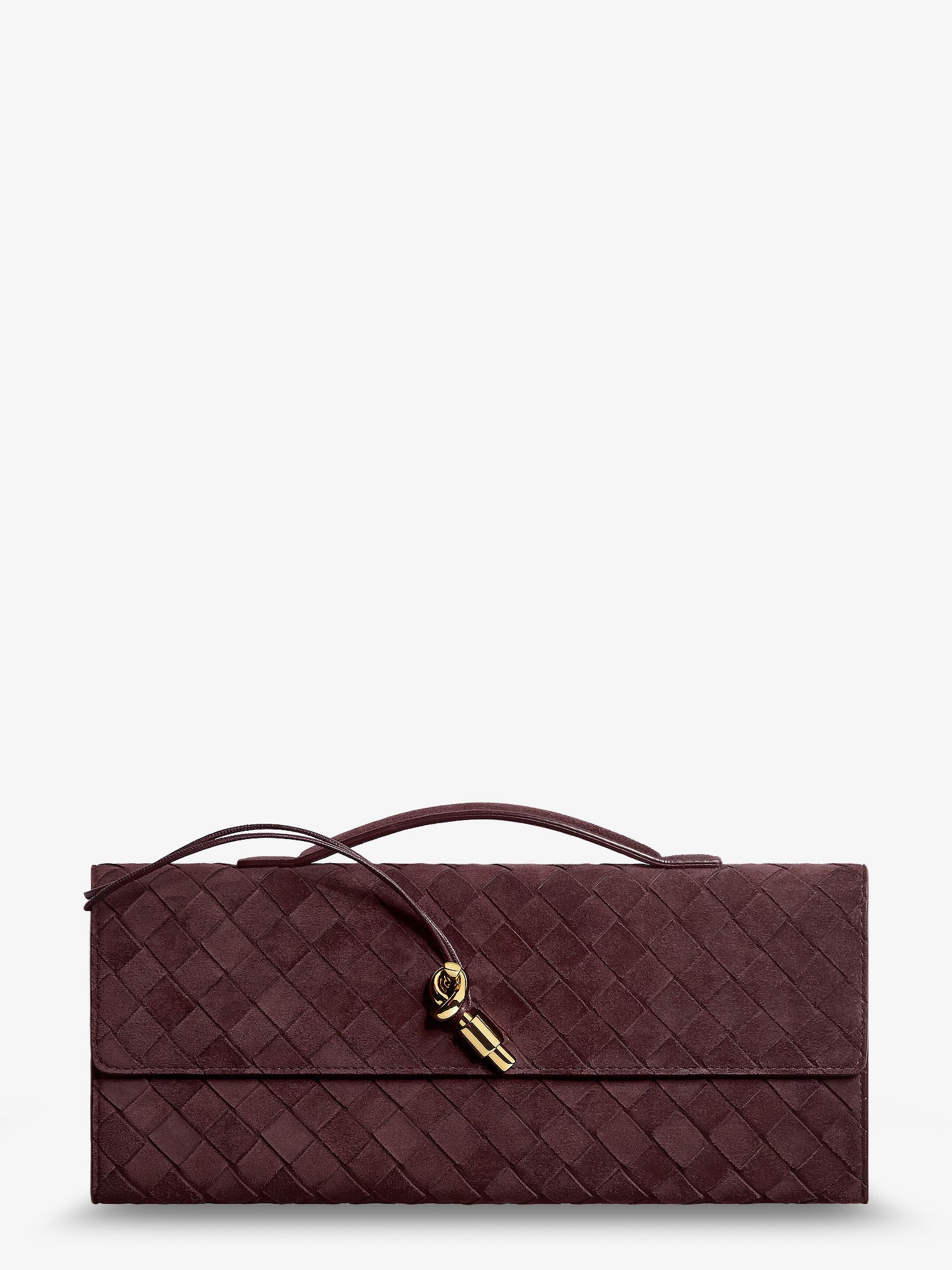 Bottega Veneta Andiamo Suede Clutch With Intrecciato Pattern