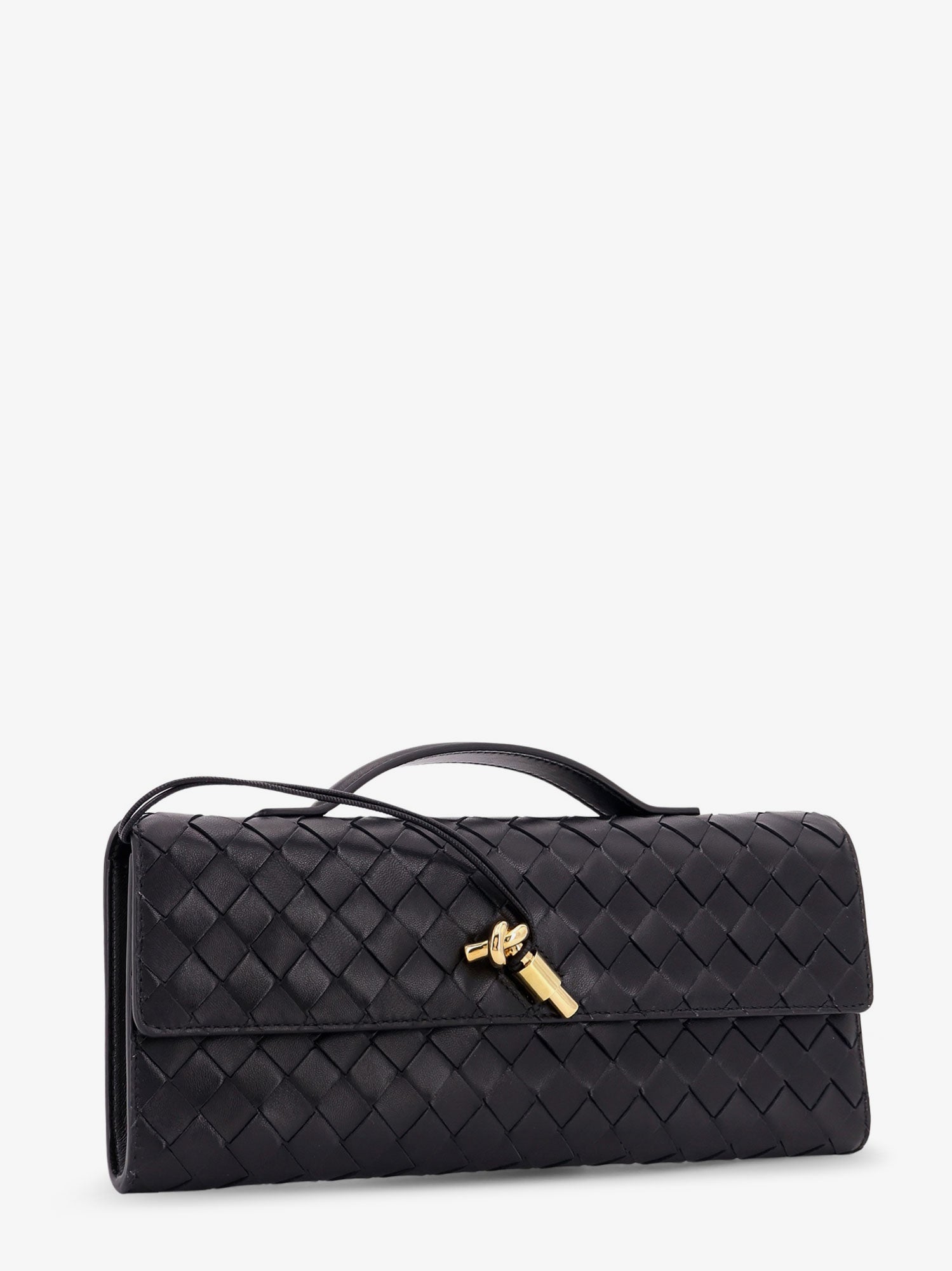 Bottega Veneta Andiamo Leather Clutch With Intrecciato Pattern