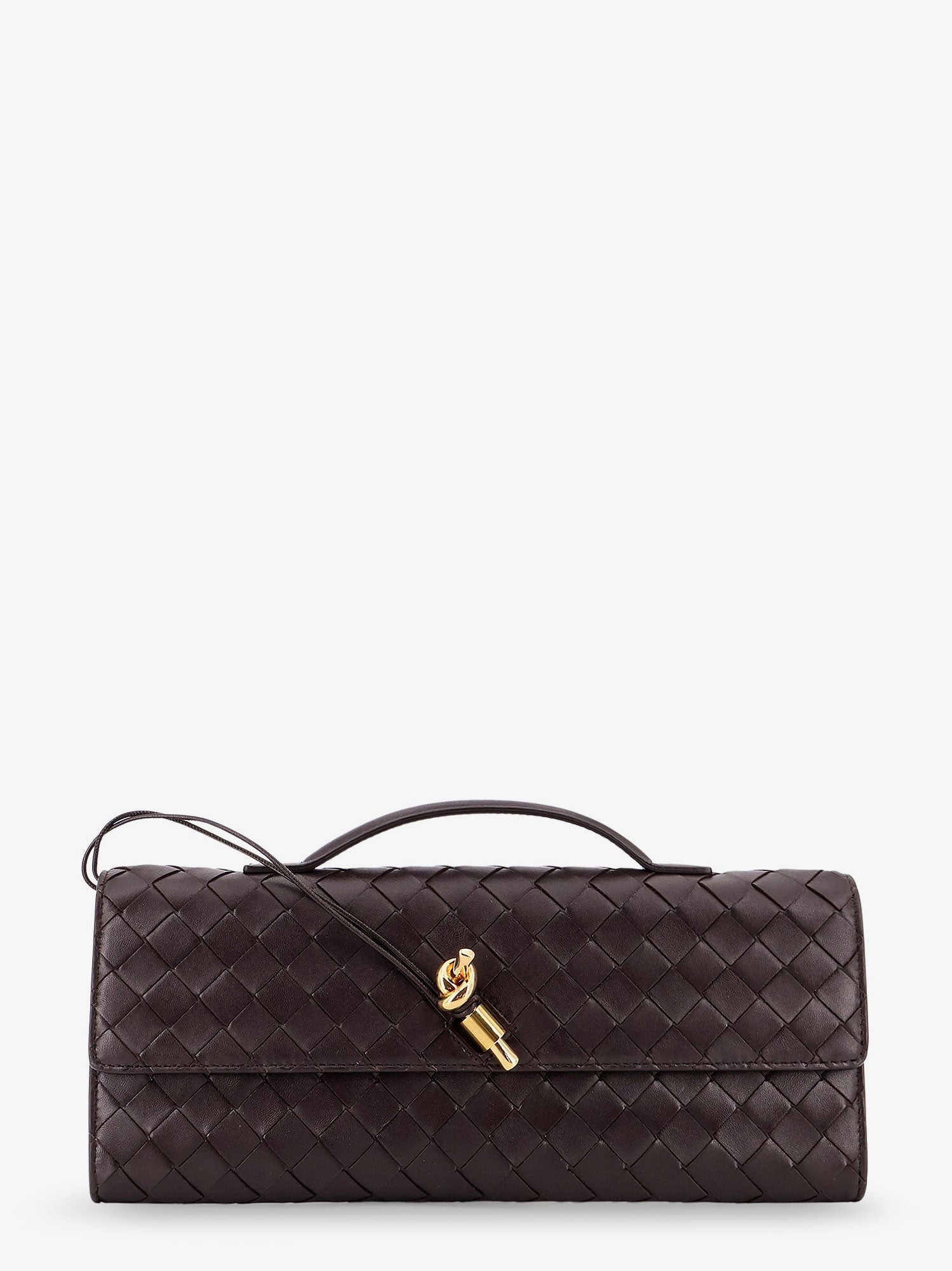 Bottega Veneta Andiamo Leather Clutch With Intrecciato Motif