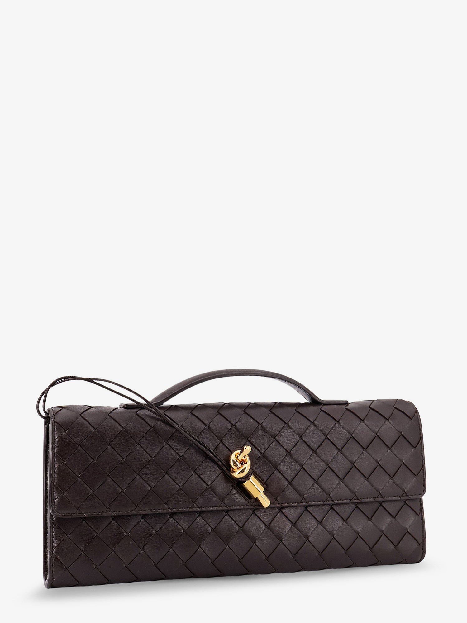 Bottega Veneta Andiamo Leather Clutch With Intrecciato Motif
