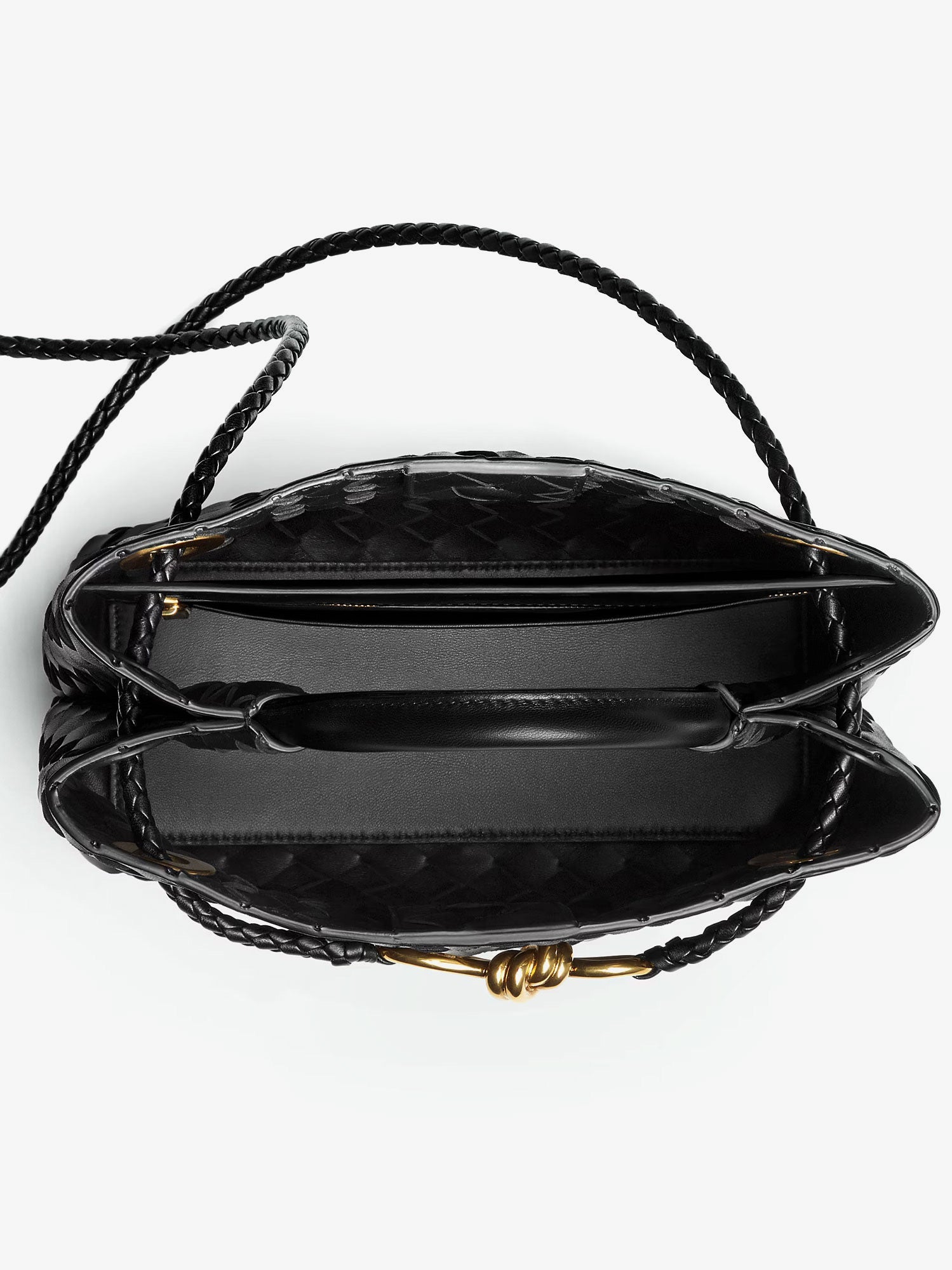 Bottega Veneta Andiamo Small Leather Crossbody Bag With Intrecciato Motif