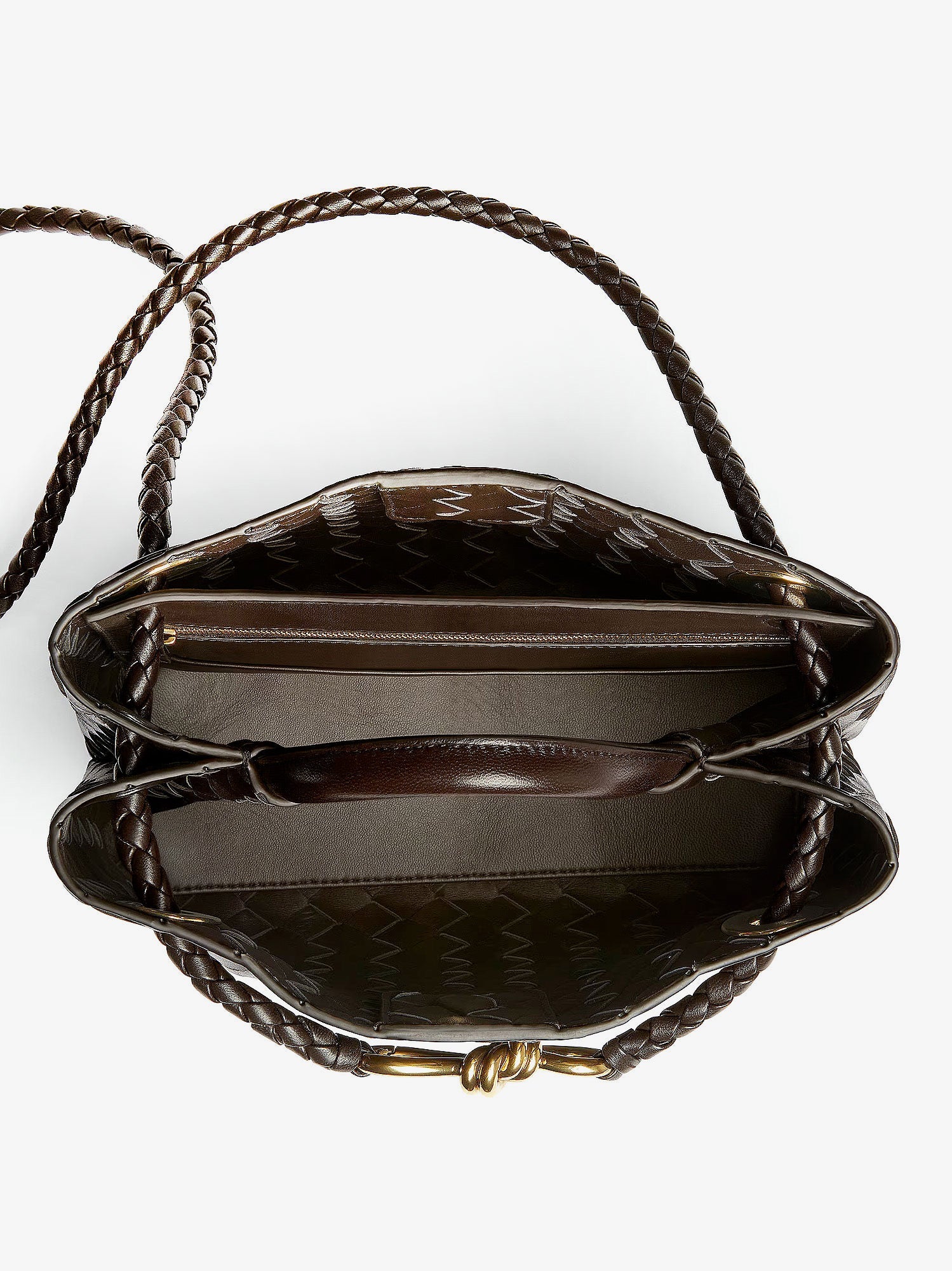 Bottega Veneta Andiamo Small Leather Crossbody Bag With Intrecciato Motif