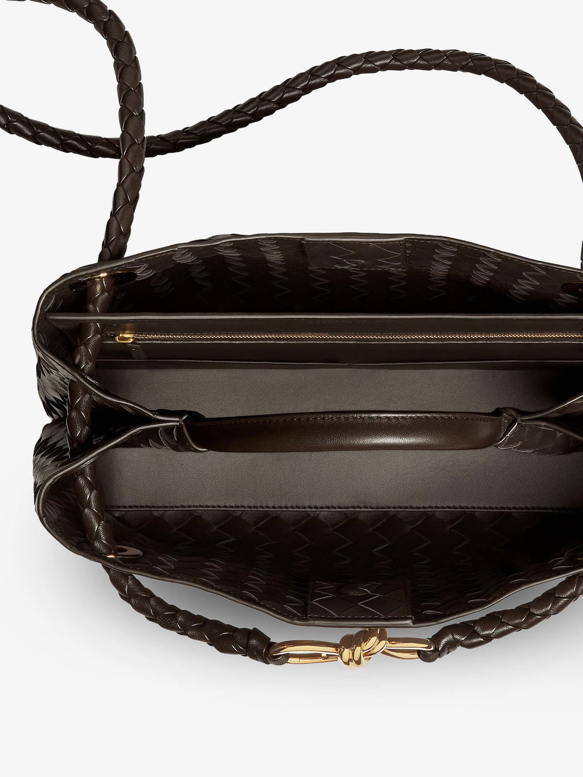 Bottega Veneta Andiamo Leather Handbag With Intrecciato Pattern