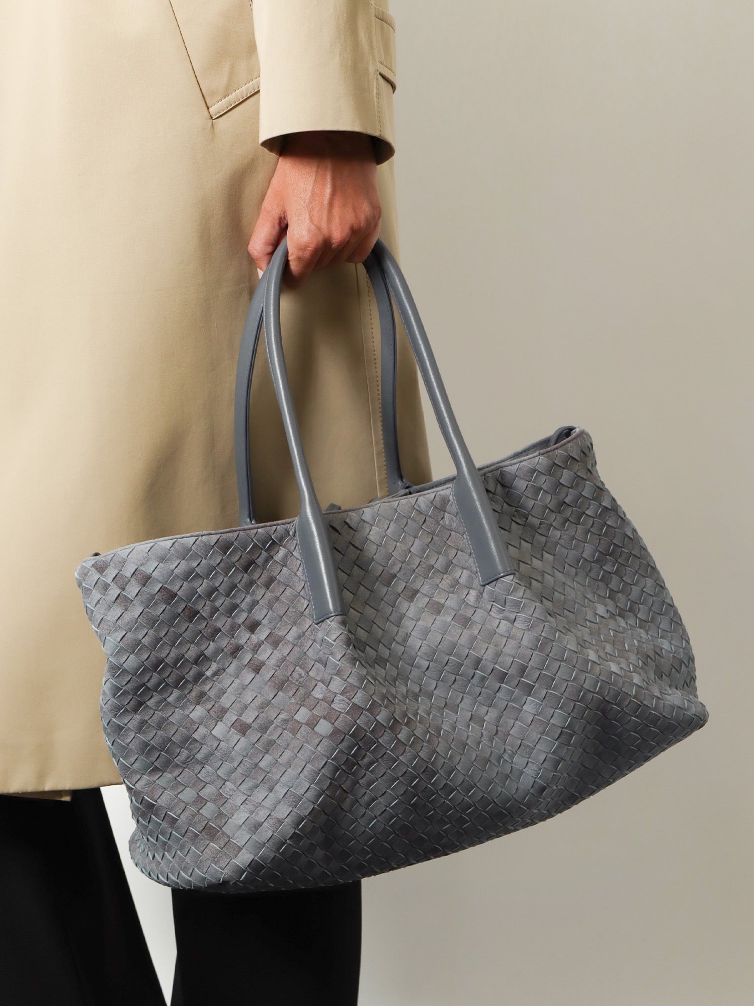 Bottega Veneta Pinacoteca Suede Handbag With Intrecciato Motif