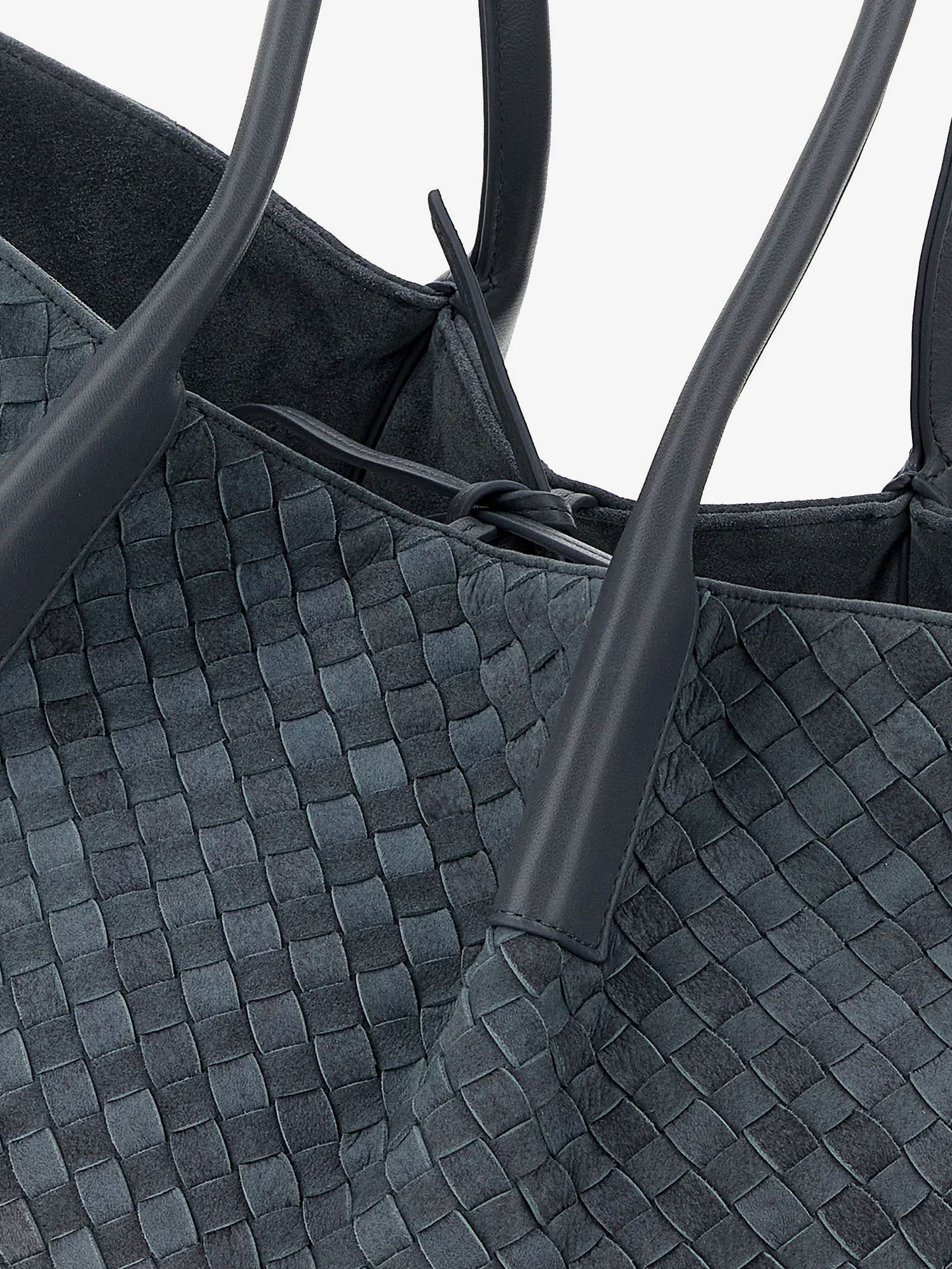 Bottega Veneta Pinacoteca Suede Handbag With Intrecciato Motif