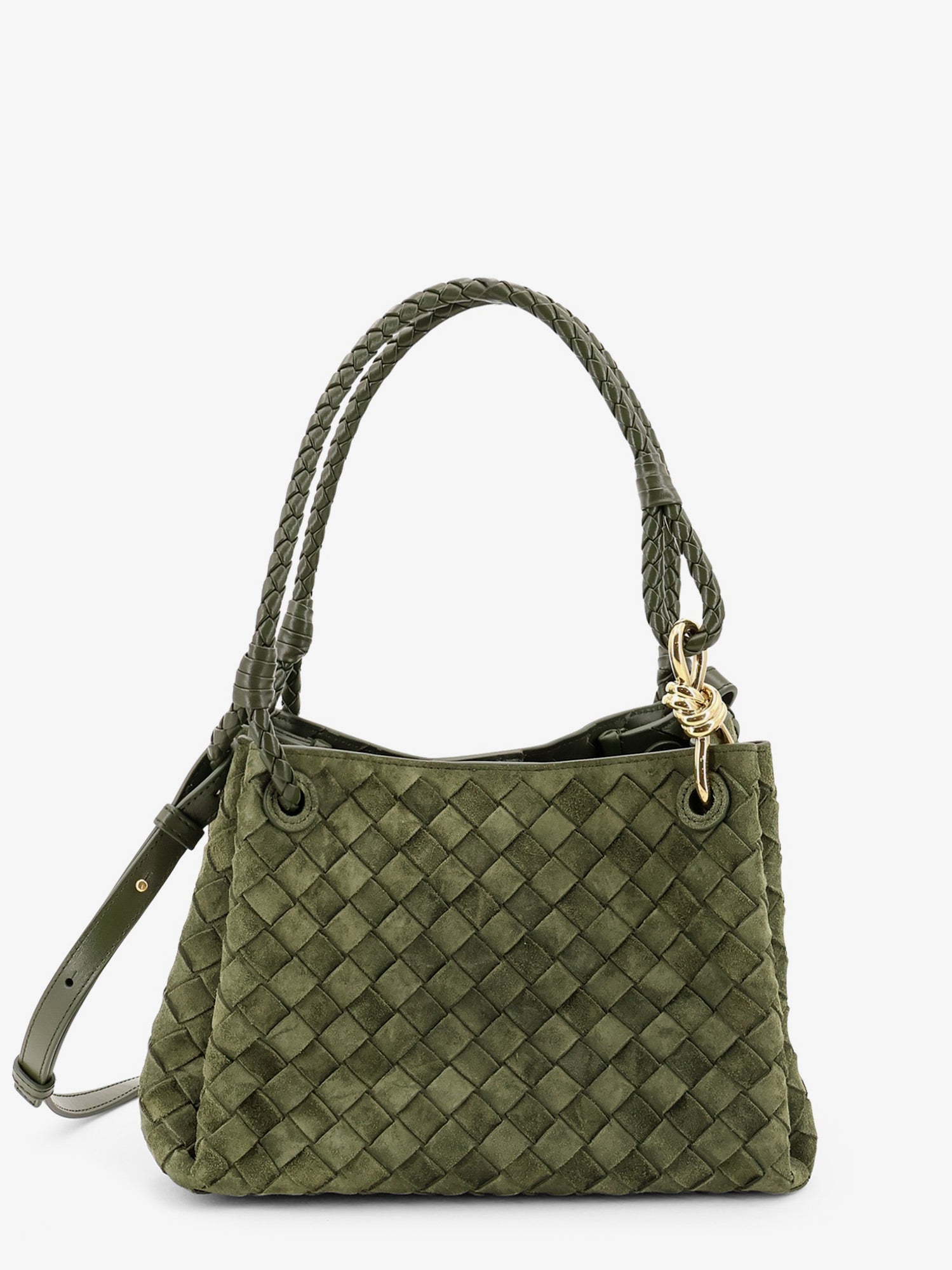 Bottega Veneta Parachute Suede Shoulder Bag With Intrecciato Motif