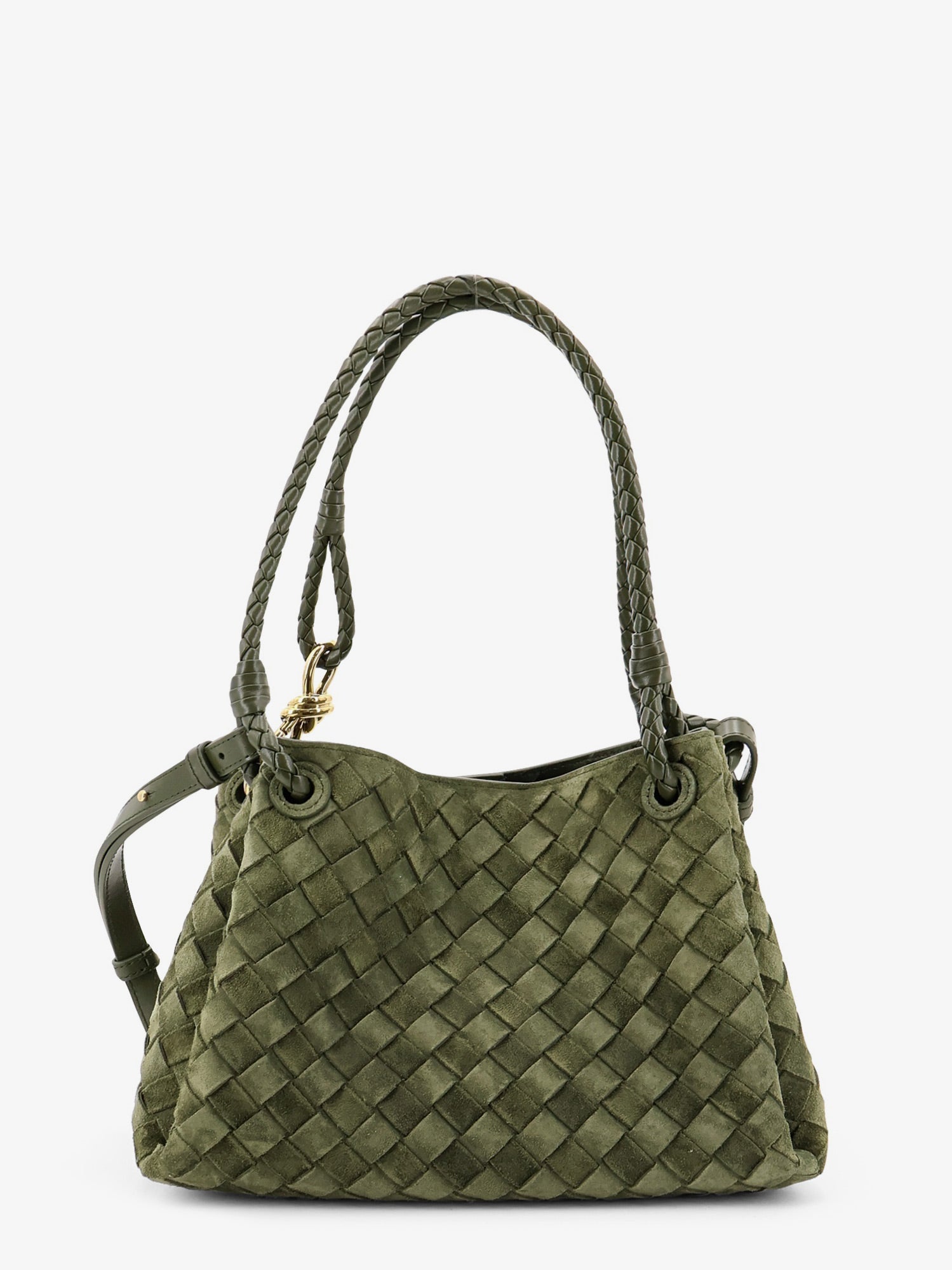 Bottega Veneta Parachute Suede Shoulder Bag With Intrecciato Motif