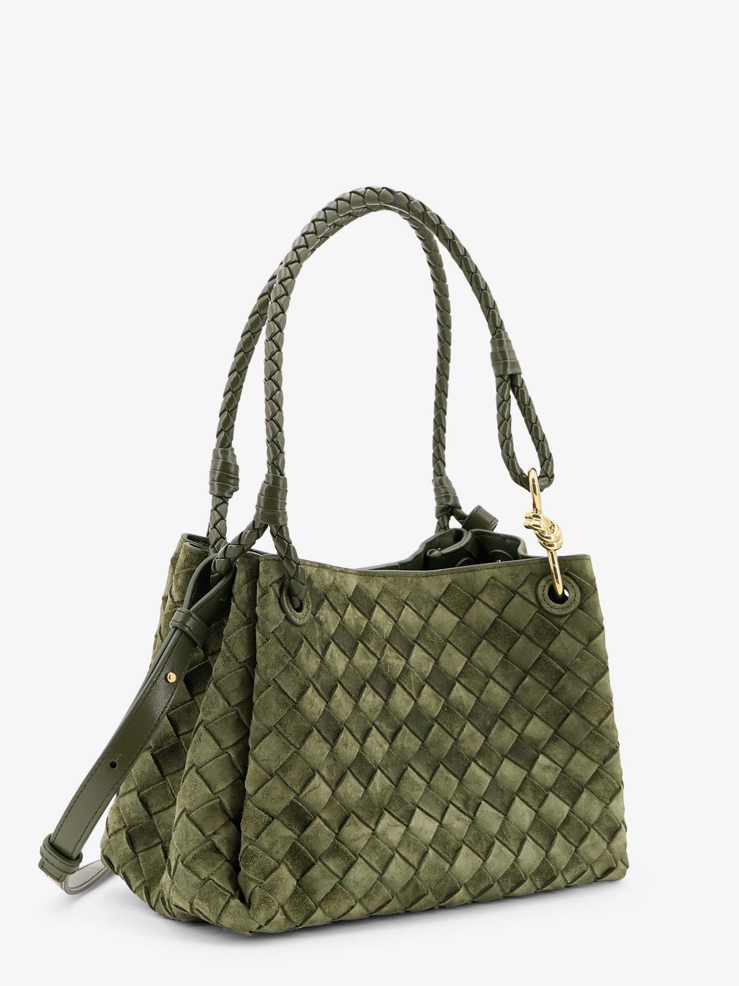 Bottega Veneta Parachute Suede Shoulder Bag With Intrecciato Motif