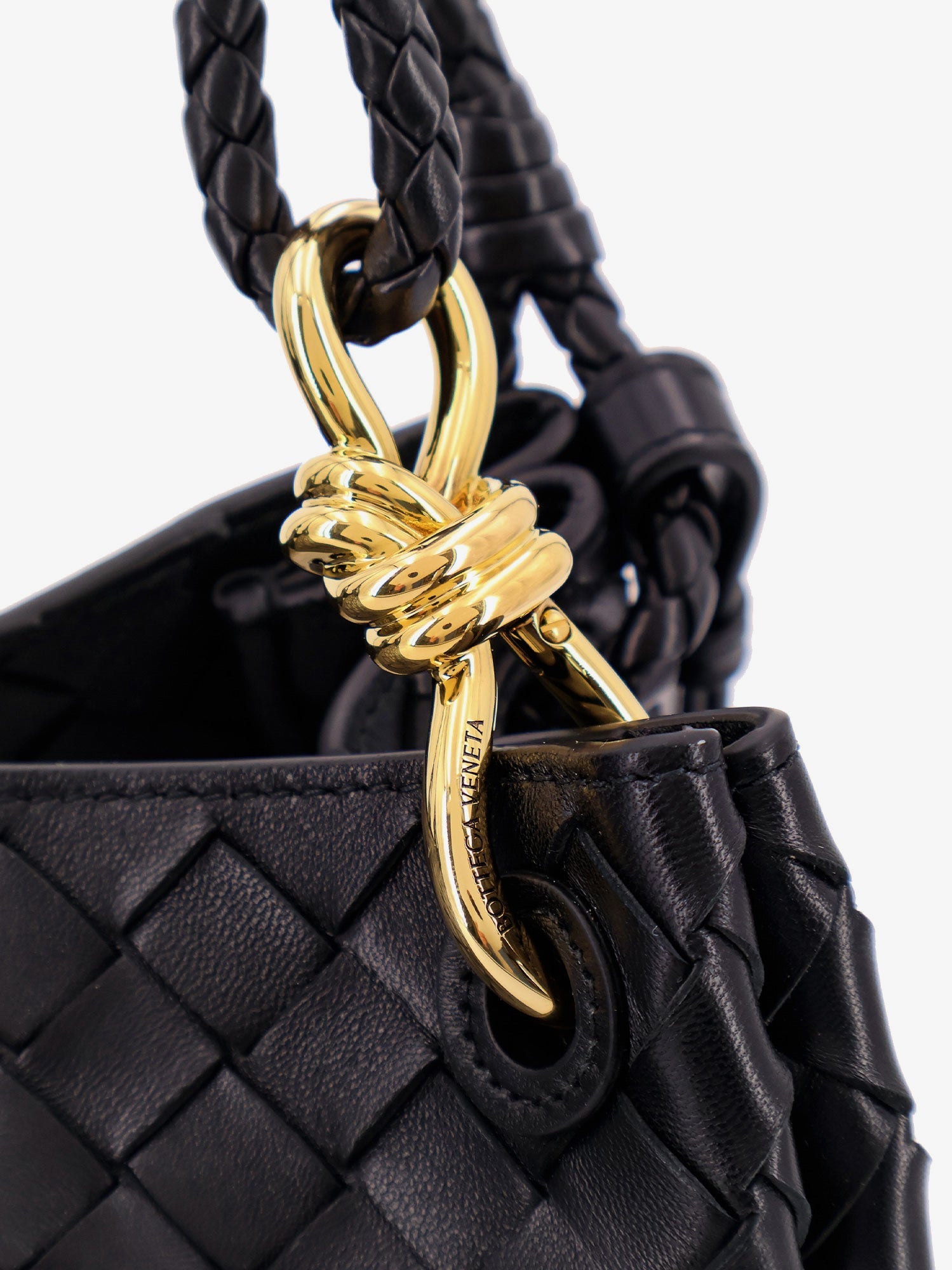 Bottega Veneta Parachute Leather Shoulder Bag With Intrecciato Motif And Knot Detail