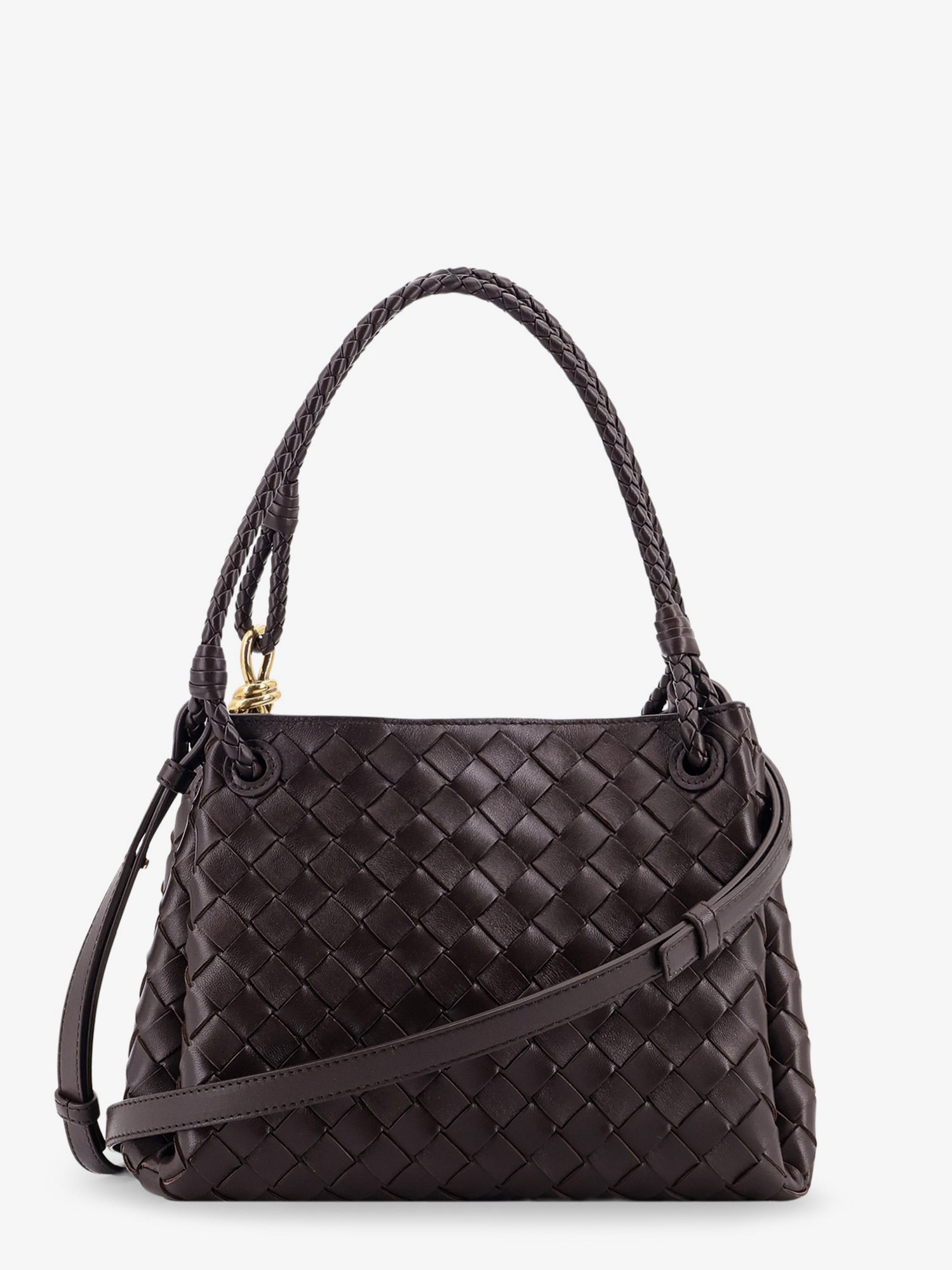 Bottega Veneta Parachute Leather Shoulder Bag With Intrecciato Pattern And Knot Detail