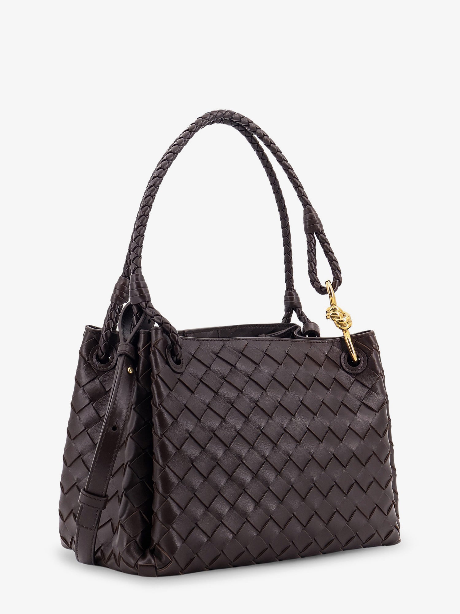 Bottega Veneta Parachute Leather Shoulder Bag With Intrecciato Pattern And Knot Detail