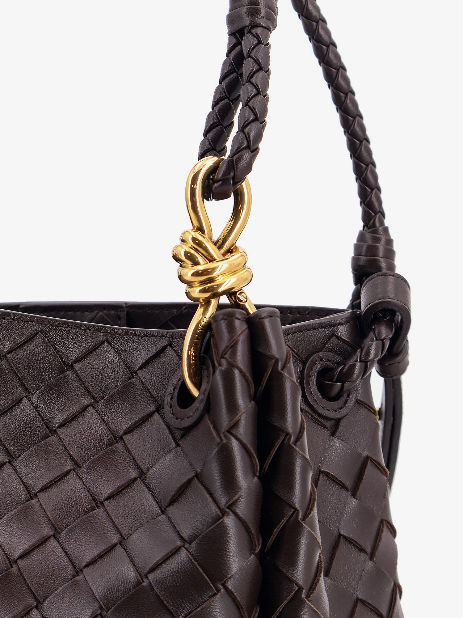 Bottega Veneta Parachute Leather Shoulder Bag With Intrecciato Pattern And Knot Detail