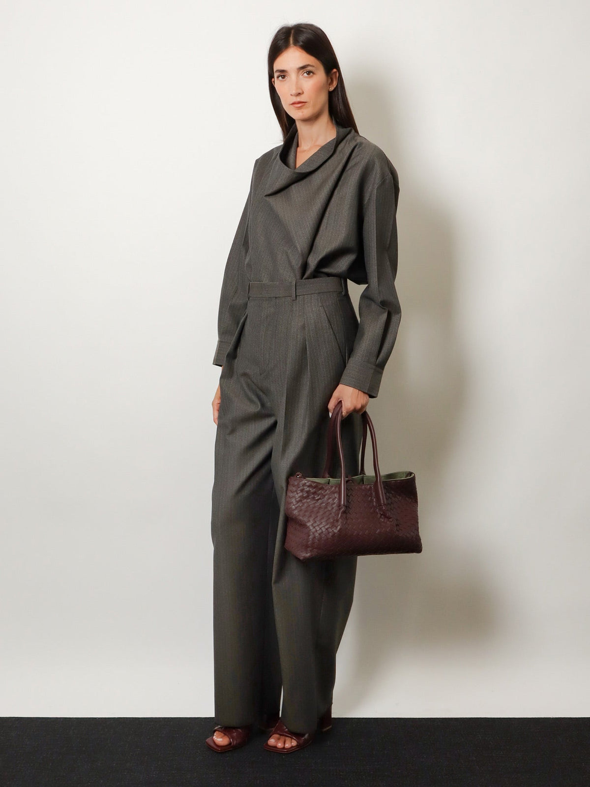Bottega Veneta Pinacoteca Leather Handbag With Intrecciato Motif